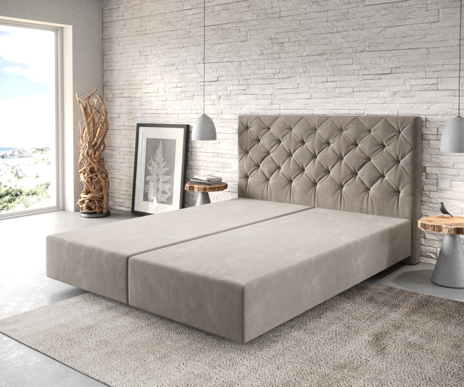 Boxspring-frame Dream-Great 160x200 microvezel beige