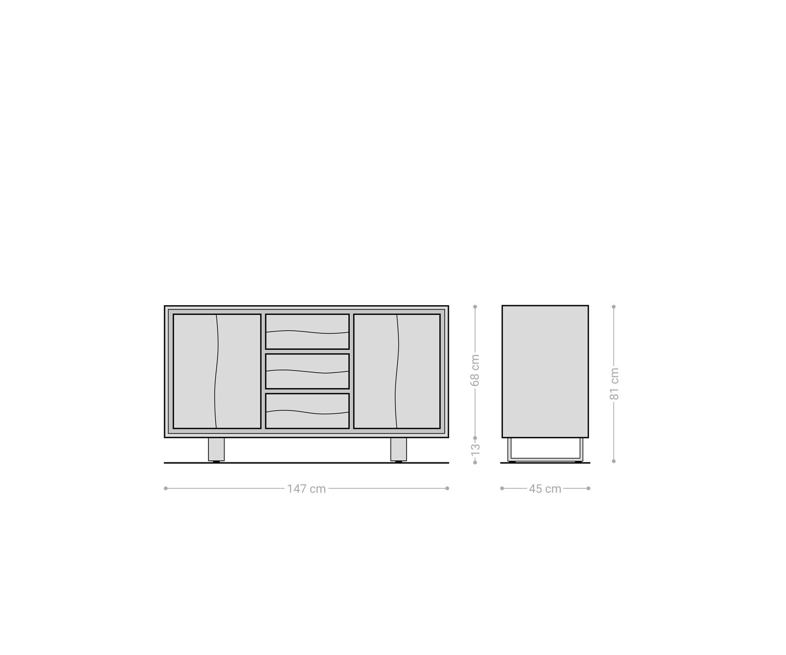 Dressoir Live-Edge 147 cm acacia bruin 3 laden 2 deuren 6