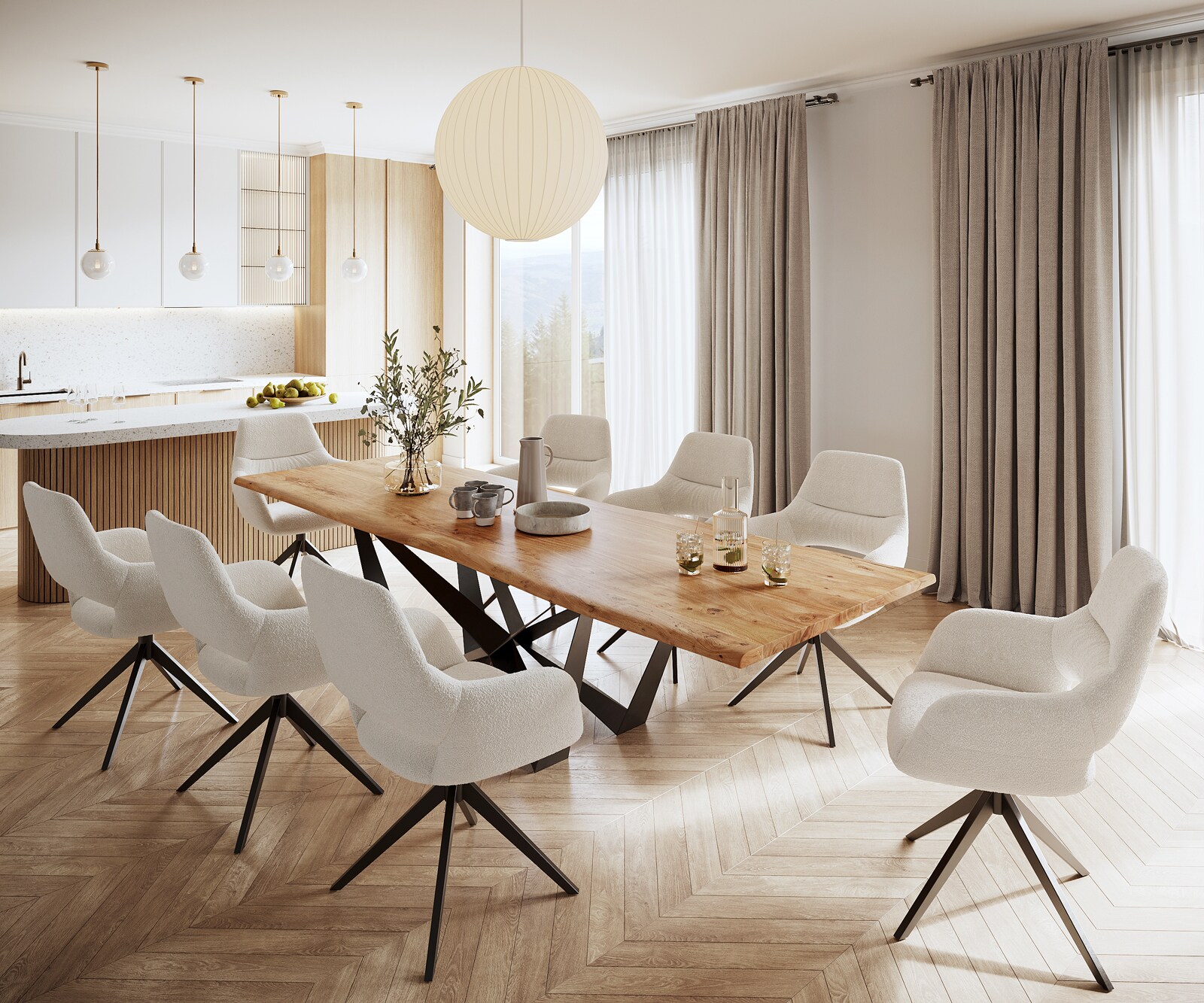 Eettafel Edge 300x100 acacia natuur Spider staal  zwart  Live-Edge 5