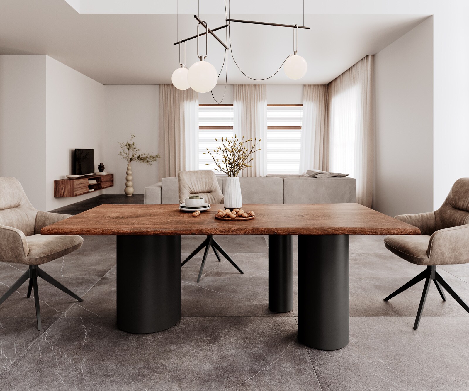 Eettafel Edge 200x100 acacia bruin Troa metaal zwart Live-Edge 2