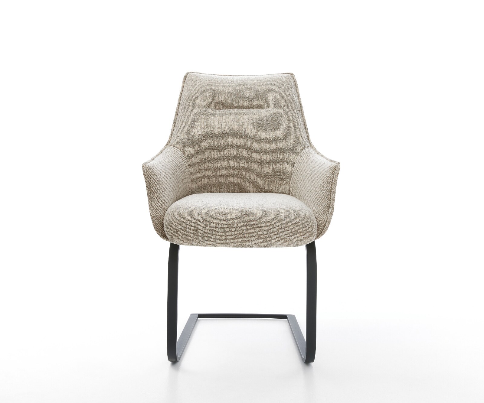 Sledemodel Alja-Flex met armleuning geweven stof beige sledemodel vlak zwart pocketveer kern 2