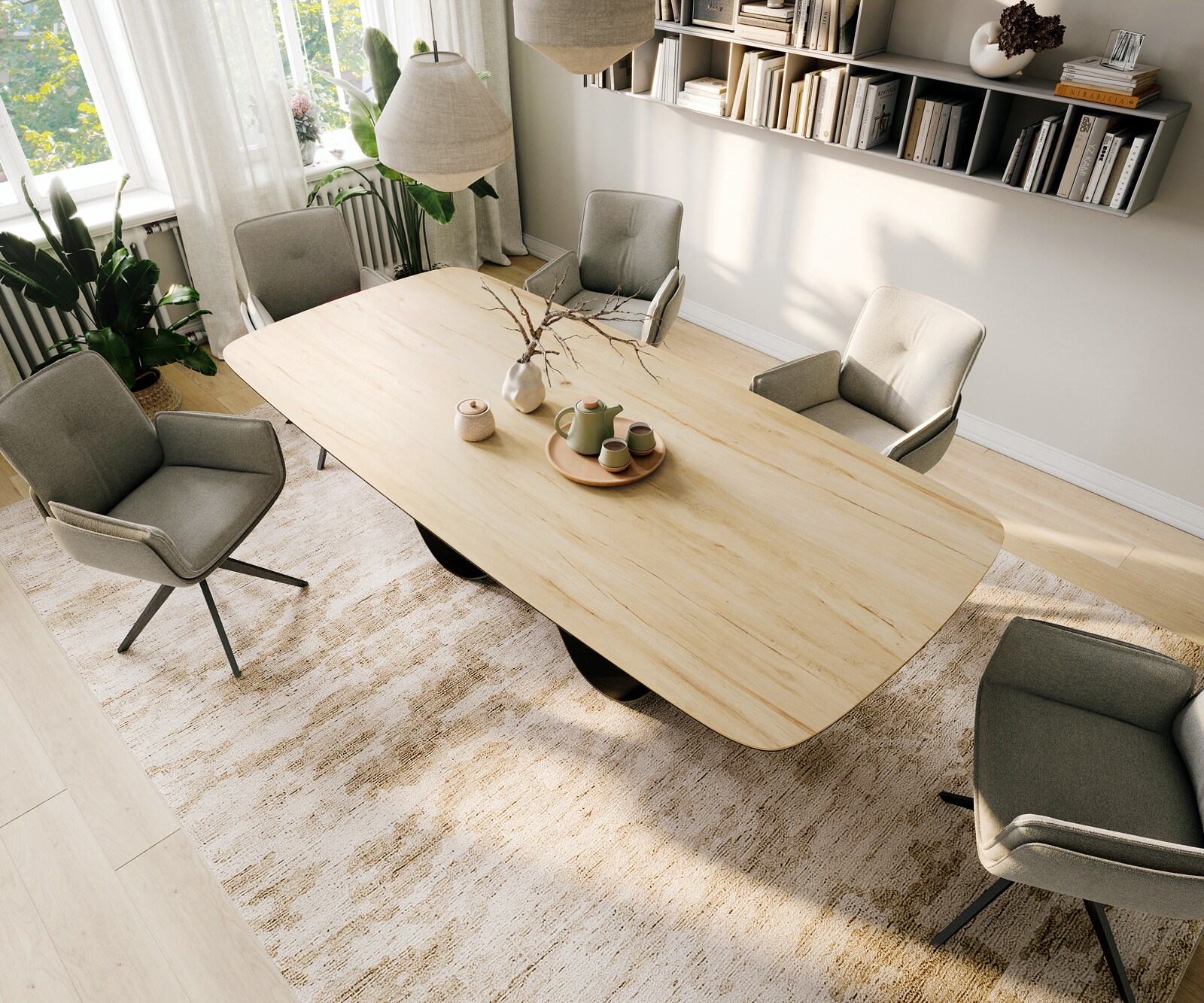 Eettafel Edge Boot 260x120 cm Keramiek Laminam® Sabbia Eichefarbig Infinity Metaal Zwart 4