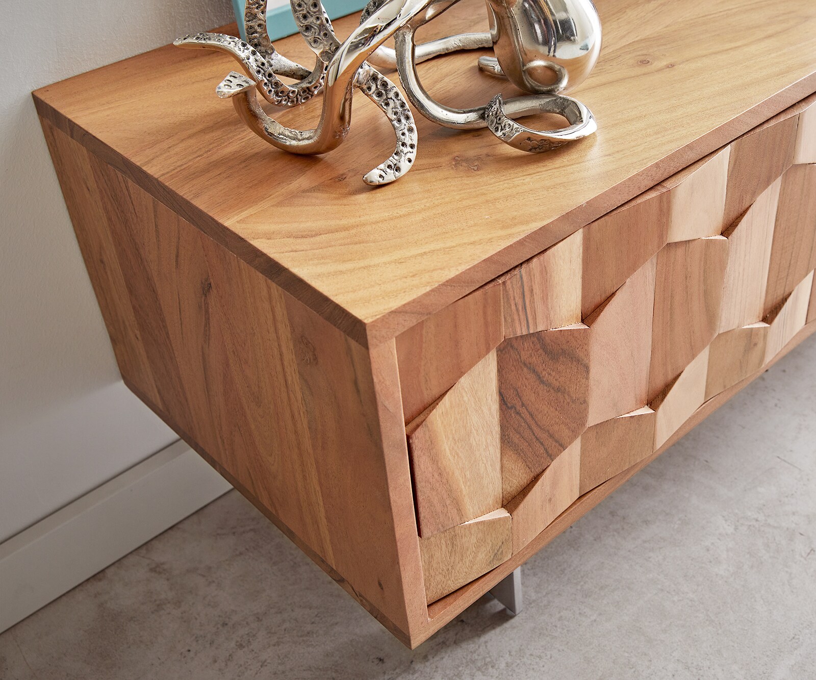Tv-meubel Fevo 240 cm acacia natuur 4 deuren L-poot 4