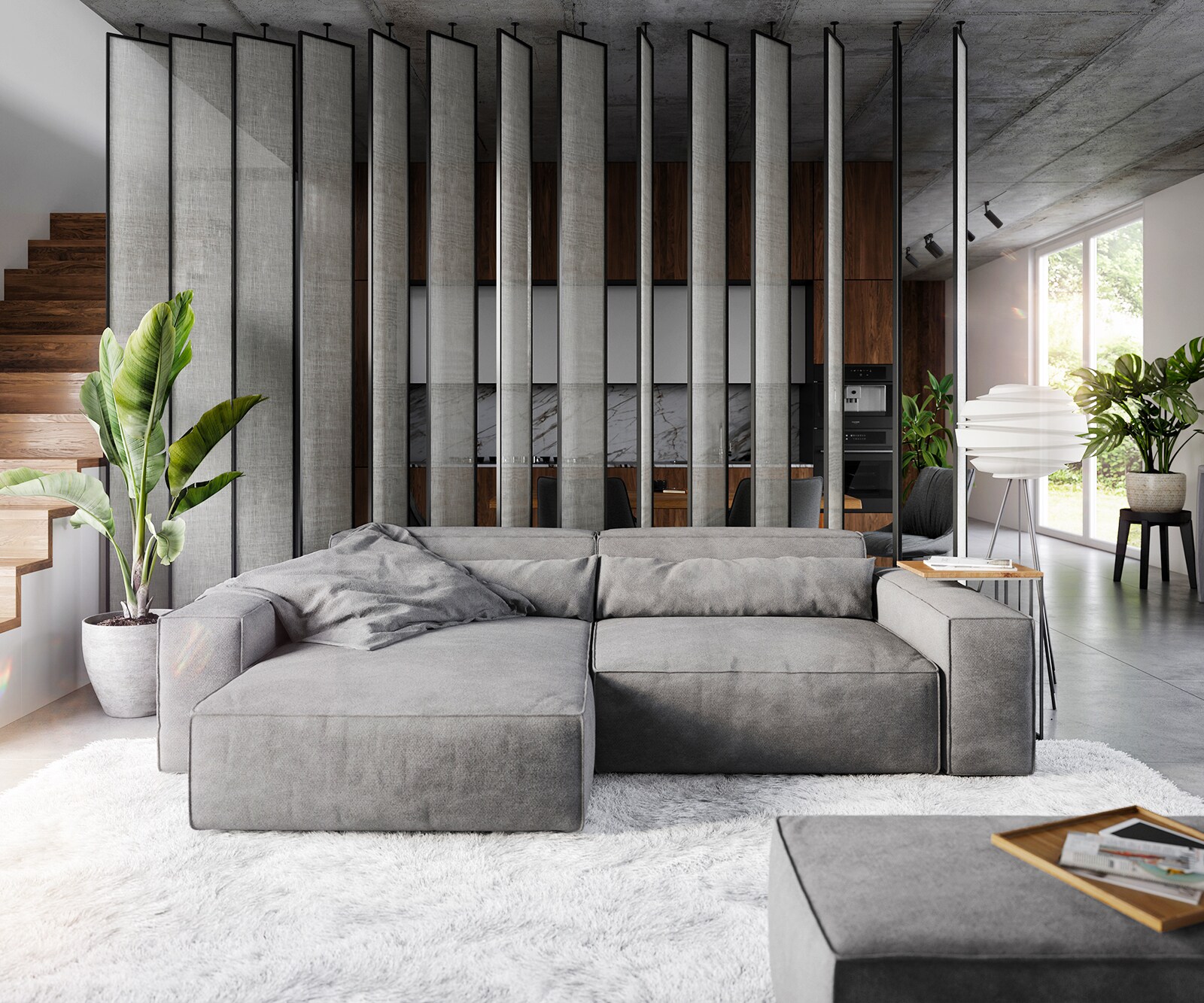 Hoekbank Sirpio XL 270x170 cm microvezel taupe recamiere variabele met kruk 1