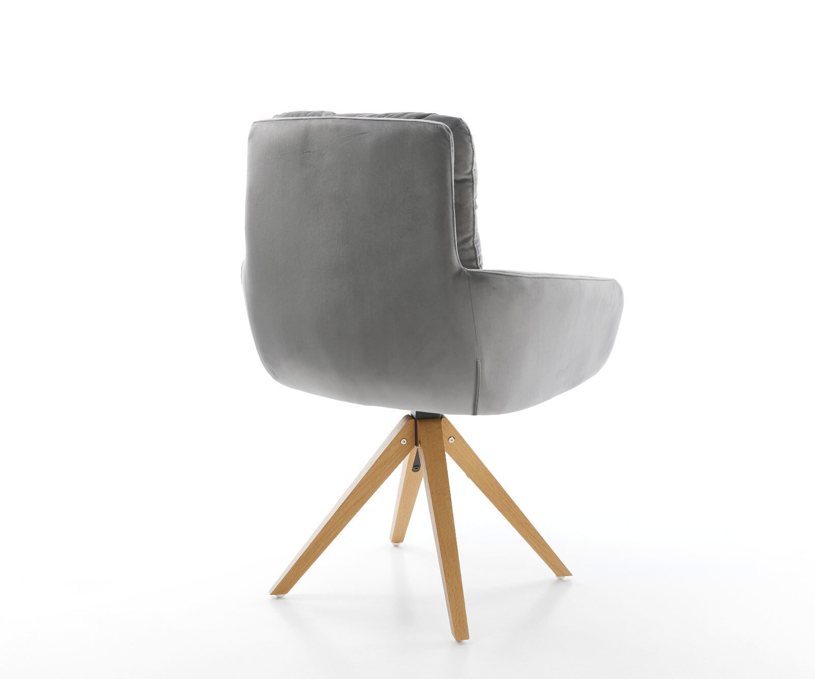 Eetkamerstoel Abelia-Flex met armleuning fluweel grijs houten frame hoekig natuur 4 Eetkamerstoel Abelia-Flex met armleuning fluweel grijs houten frame hoekig natuur 4