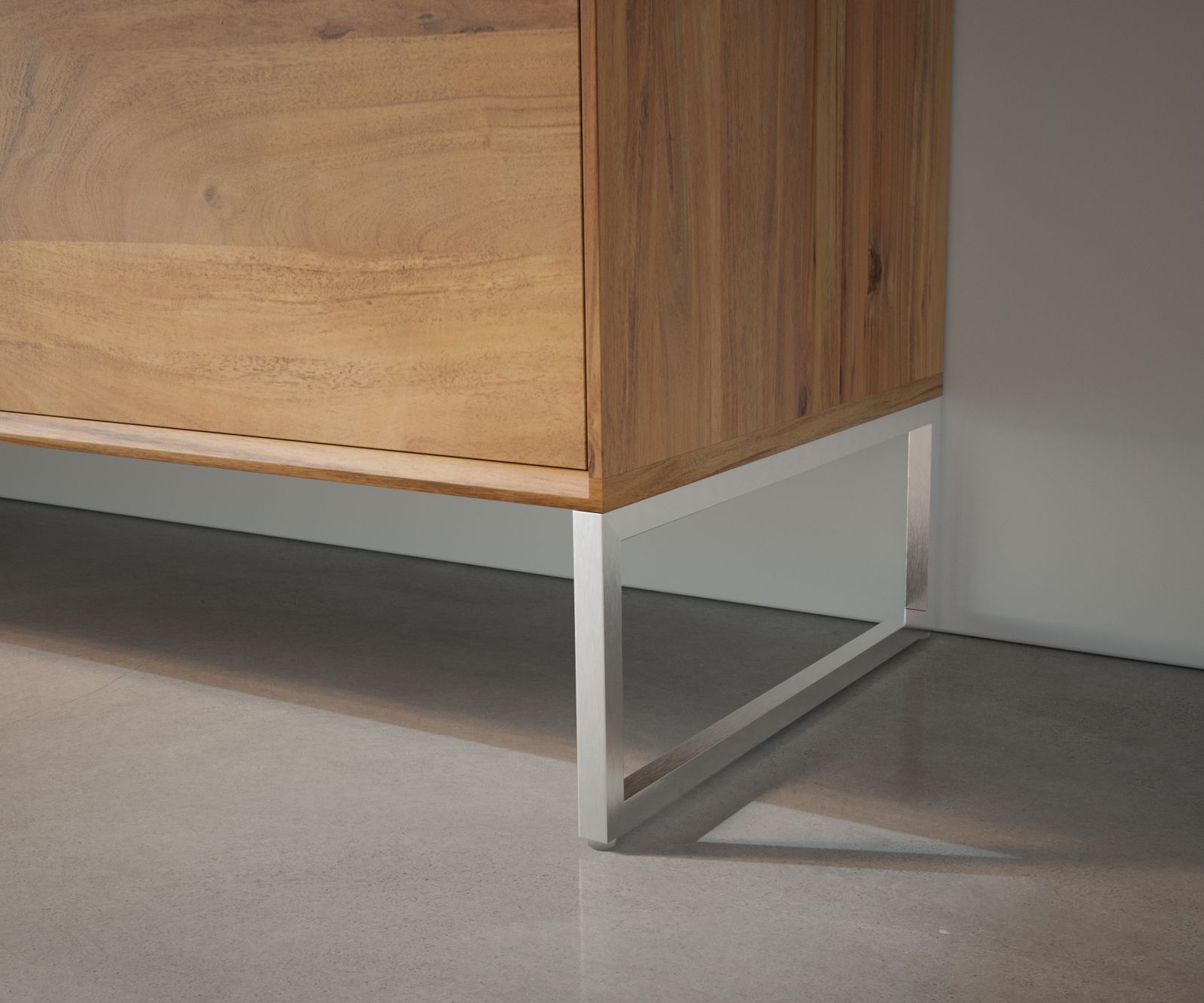 Slipvoet smal 15 cm geborsteld RVS voor boxmeubelen diepte 40 cm (set van 2) 2