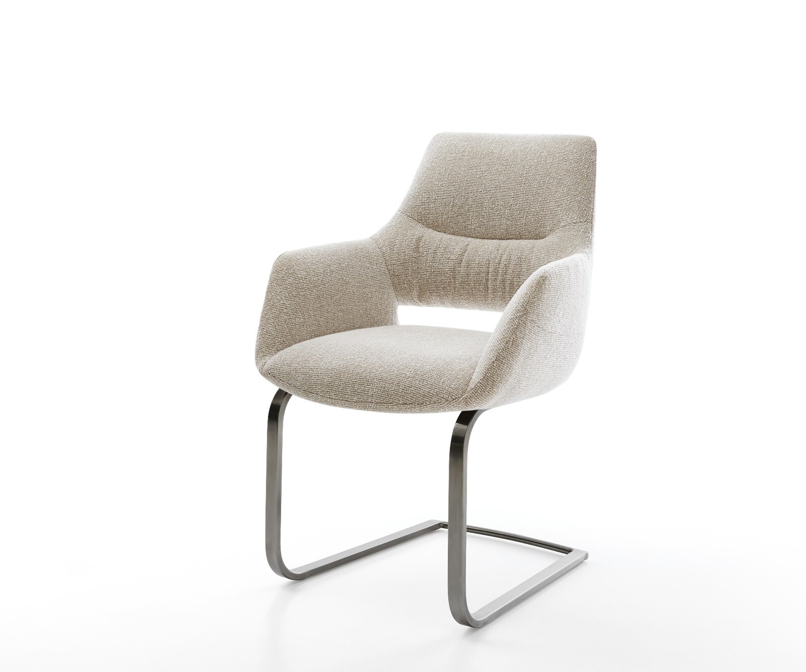 Sledemodel Yago-Flex met armleuning geweven stof beige sledemodel vlak grafiet pocketveer kern 1