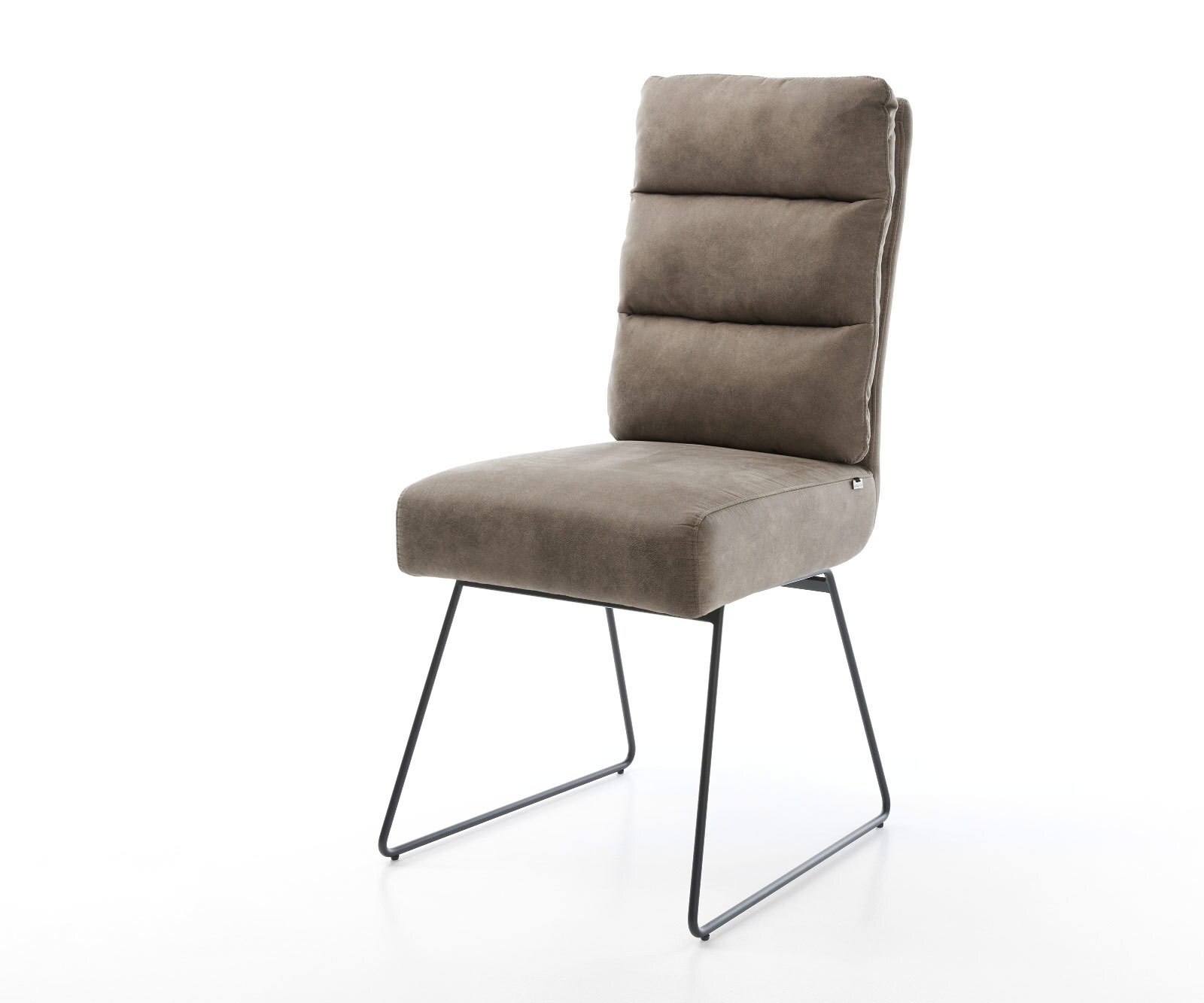 Eetkamerstoel Pela-Flex microvelours taupe vintage slipframe zwart pocketveer kern