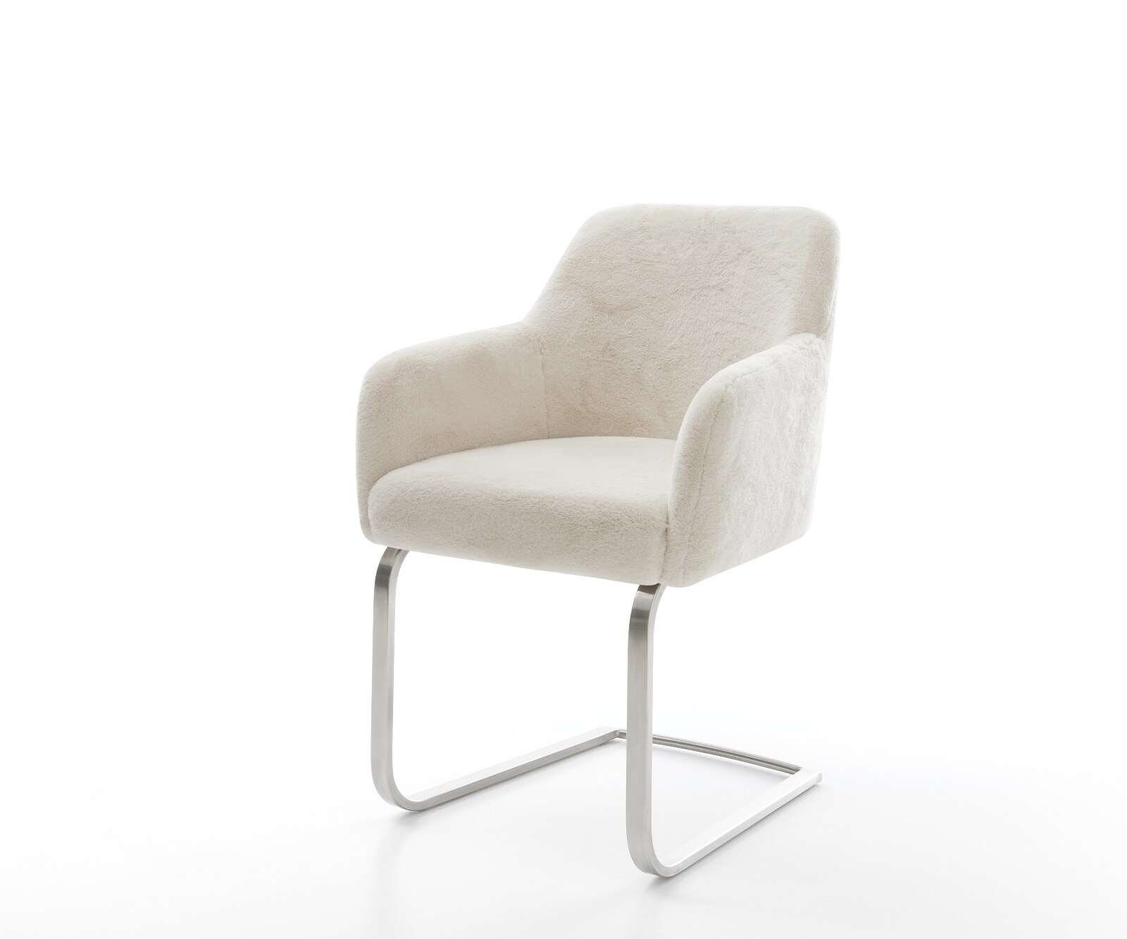 Sledemodel Greg-Flex pluchen crème-wit sledemodel vlak roestvrij staal pocketveer kern 1