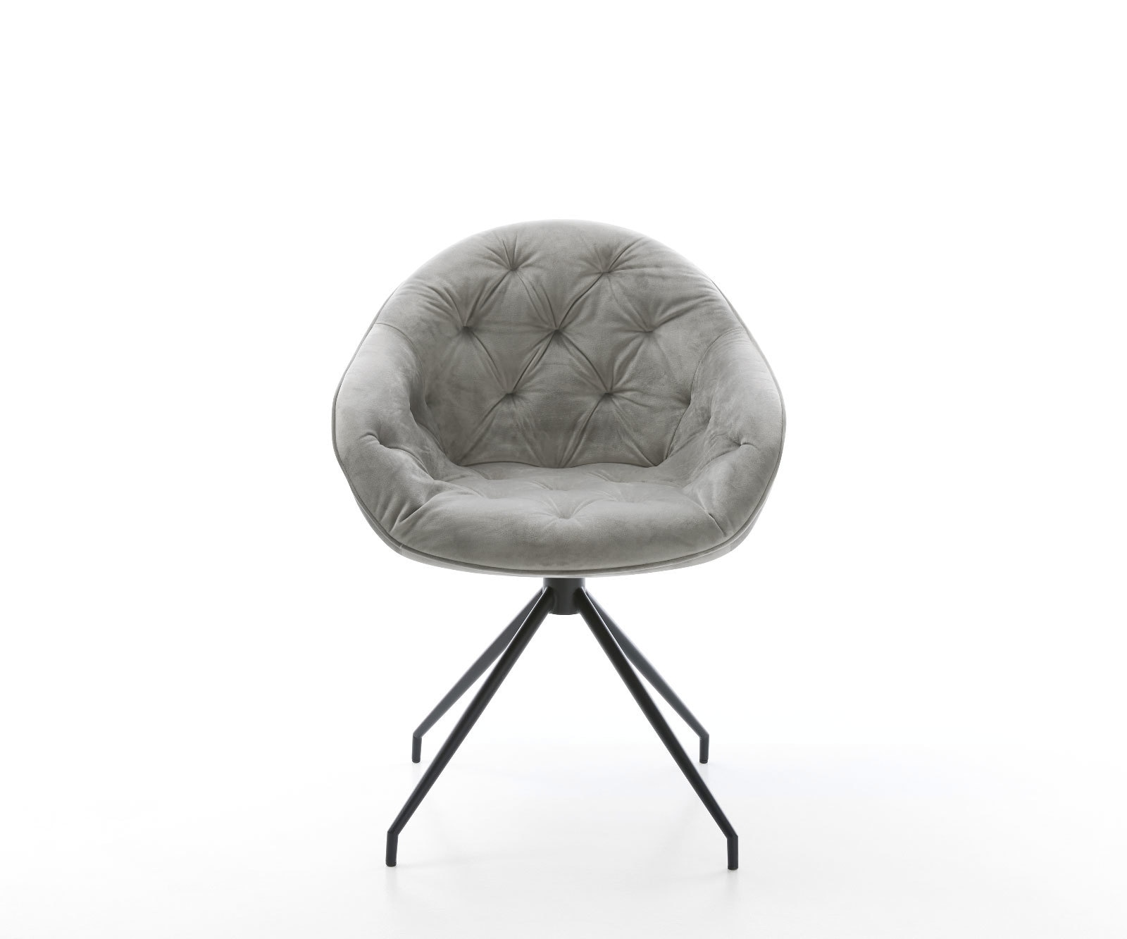 Eetkamerstoel Gaio-Flex fluweel grijs kruisframe conisch zwart 1 Eetkamerstoel Gaio-Flex fluweel grijs kruisframe conisch zwart 1