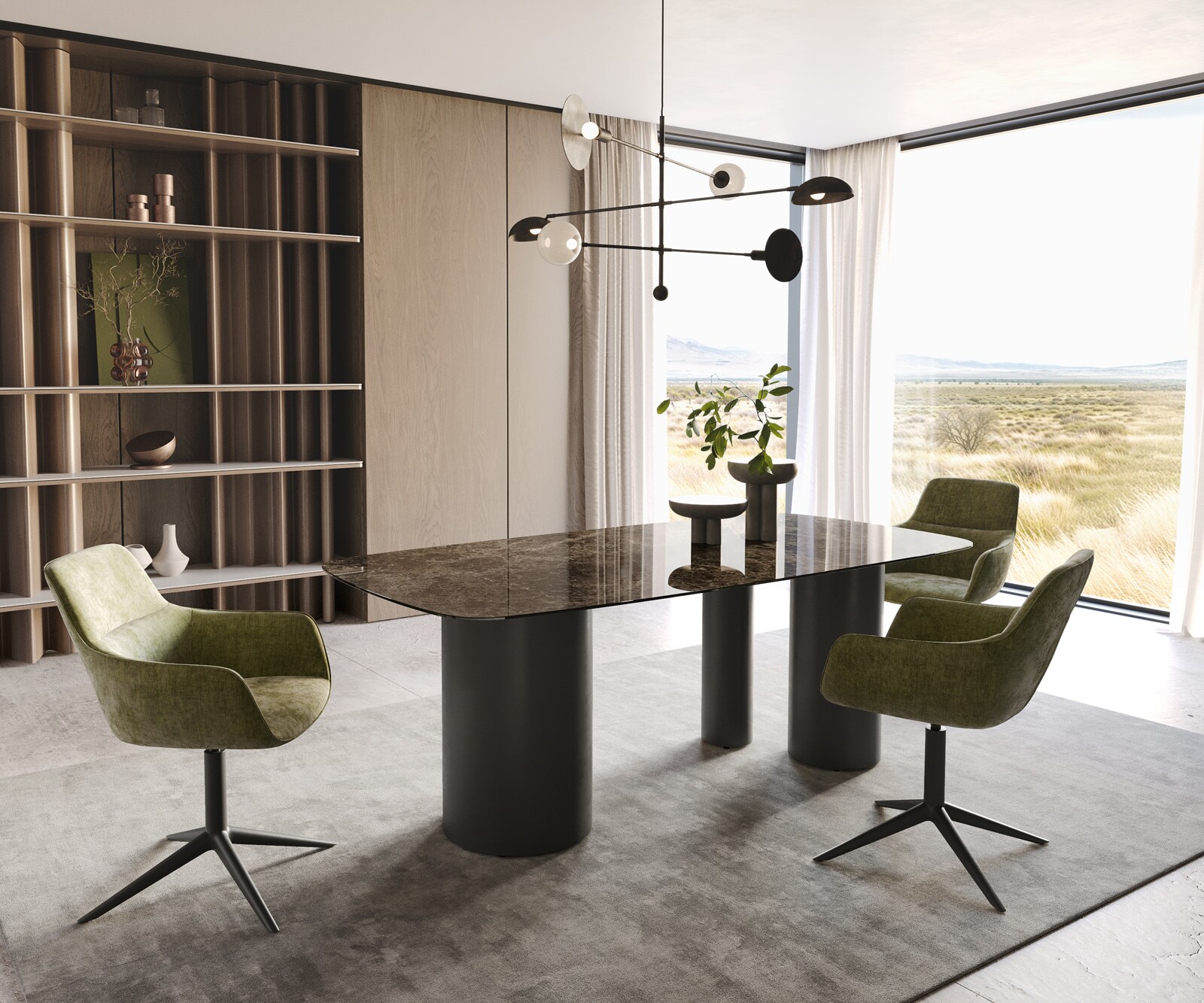 Eettafel Edge Boot Keramiek Emperador Extra Lucidato Donkerbruin 200x100 Troa Metaal Zwart 6