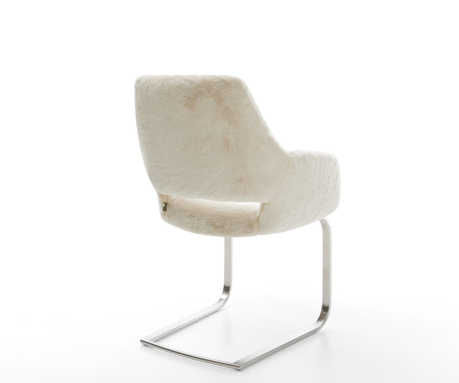 Sledemodel Yago-Flex met armleuning pluchen crème-wit sledemodel vlak roestvrij staal pocketveer kern 5