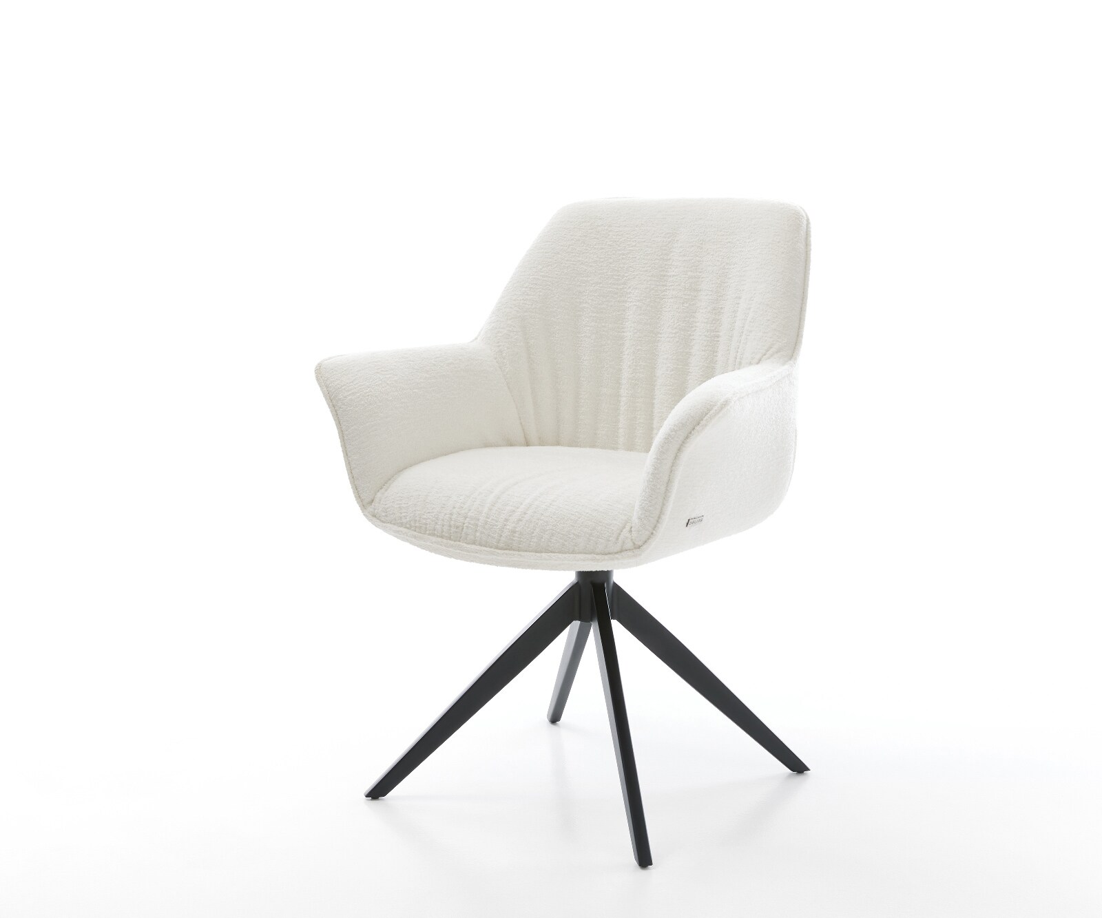 Draaistoel Keila-Flex met armleuning bouclé zacht beige kruisframe breed zwart 360° draaibaar rocker-functie 1