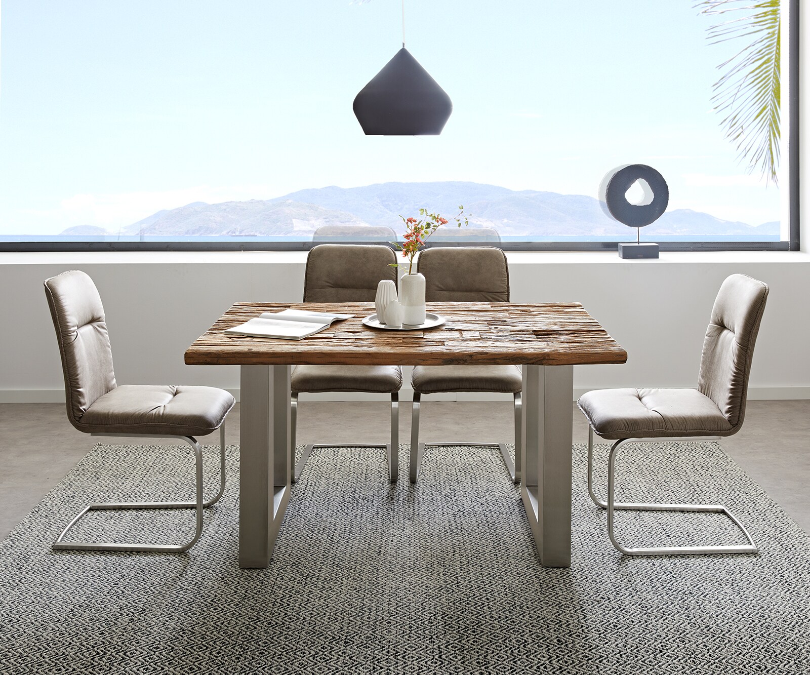 Eettafel Reclaimed 140x90 cm vintage look roestvrij staal breed 1 Eettafel Reclaimed 140x90 cm vintage look roestvrij staal breed 1