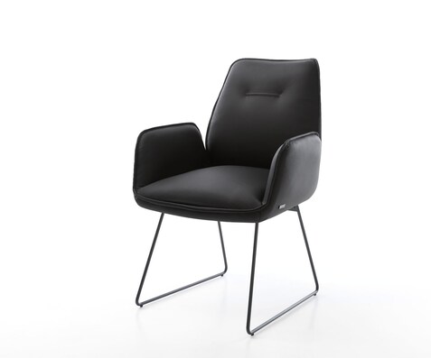 Eetkamerstoel Zoa-Flex echt leer zwart slipframe zwart pocketveer kern