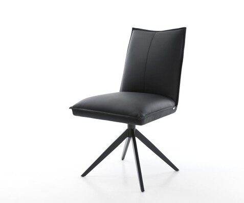 Draaistoel Lelio-Flex echt leer zwart kruisframe breed zwart 360° draaibaar rocker-functie pocketveer kern