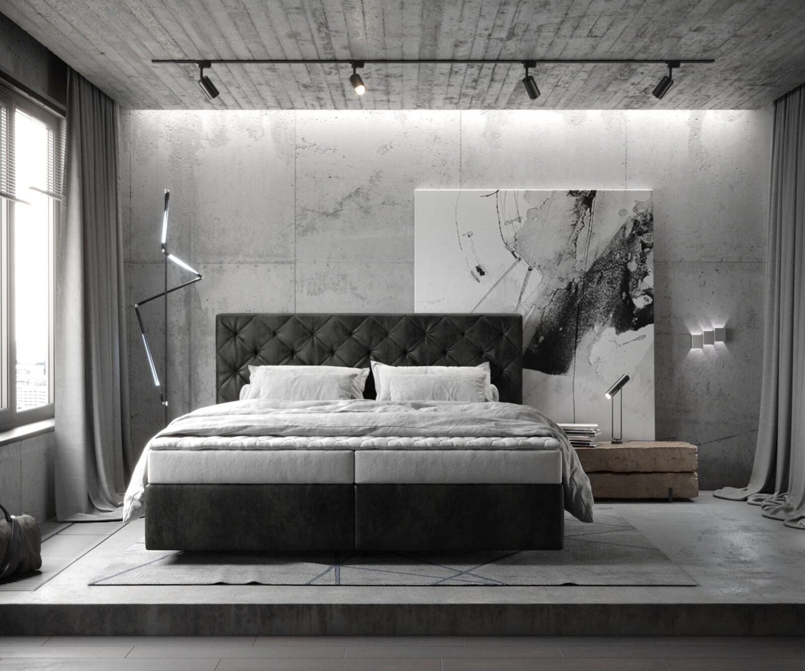 Boxspringbed Dream-Great 180x200 microvezel antraciet Vintage 1