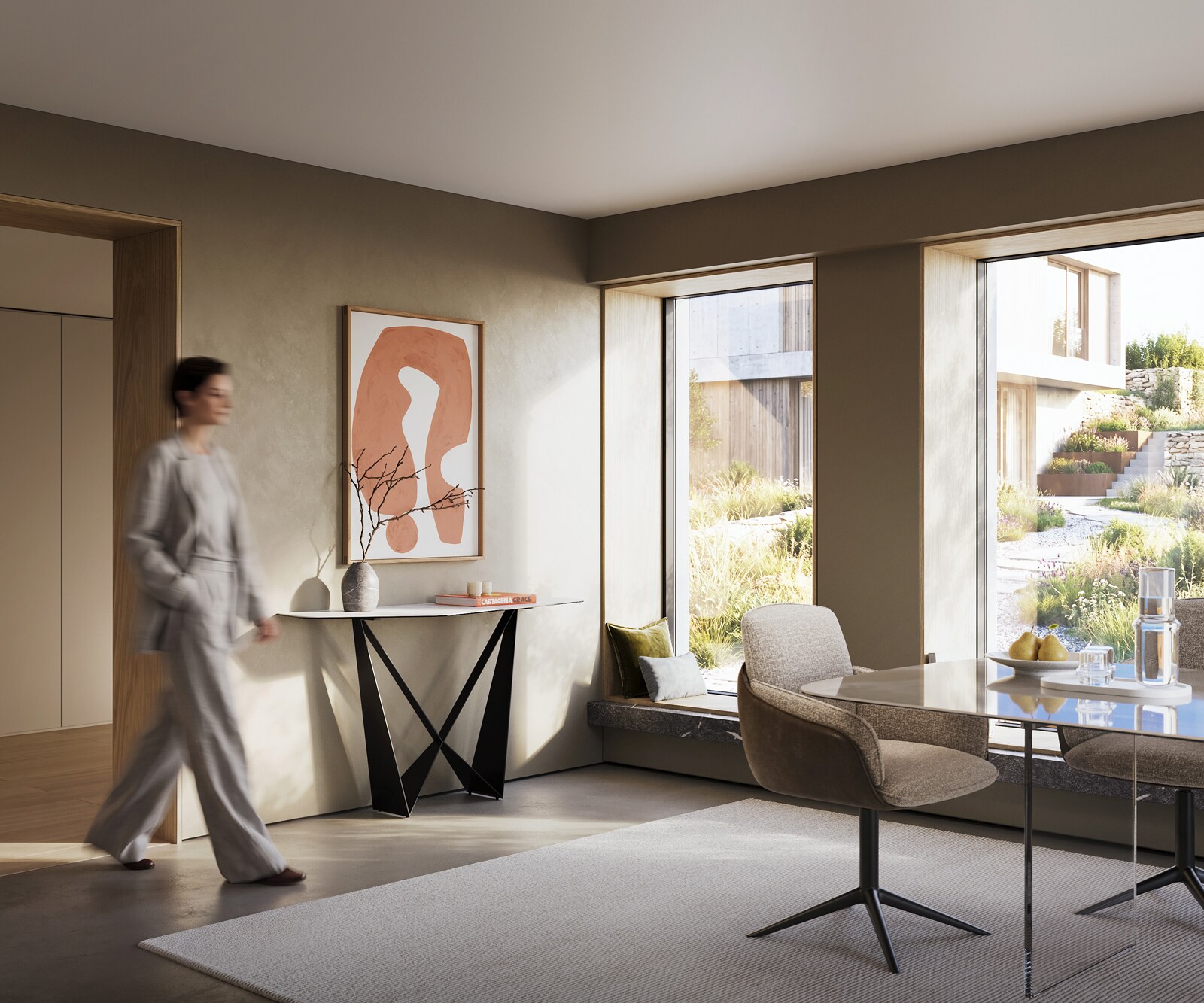 Consoletafel Edge Polygonaal 140x50 cm Keramiek Laminam® Statuarietto Weiß Spios Metaal Zwart 6