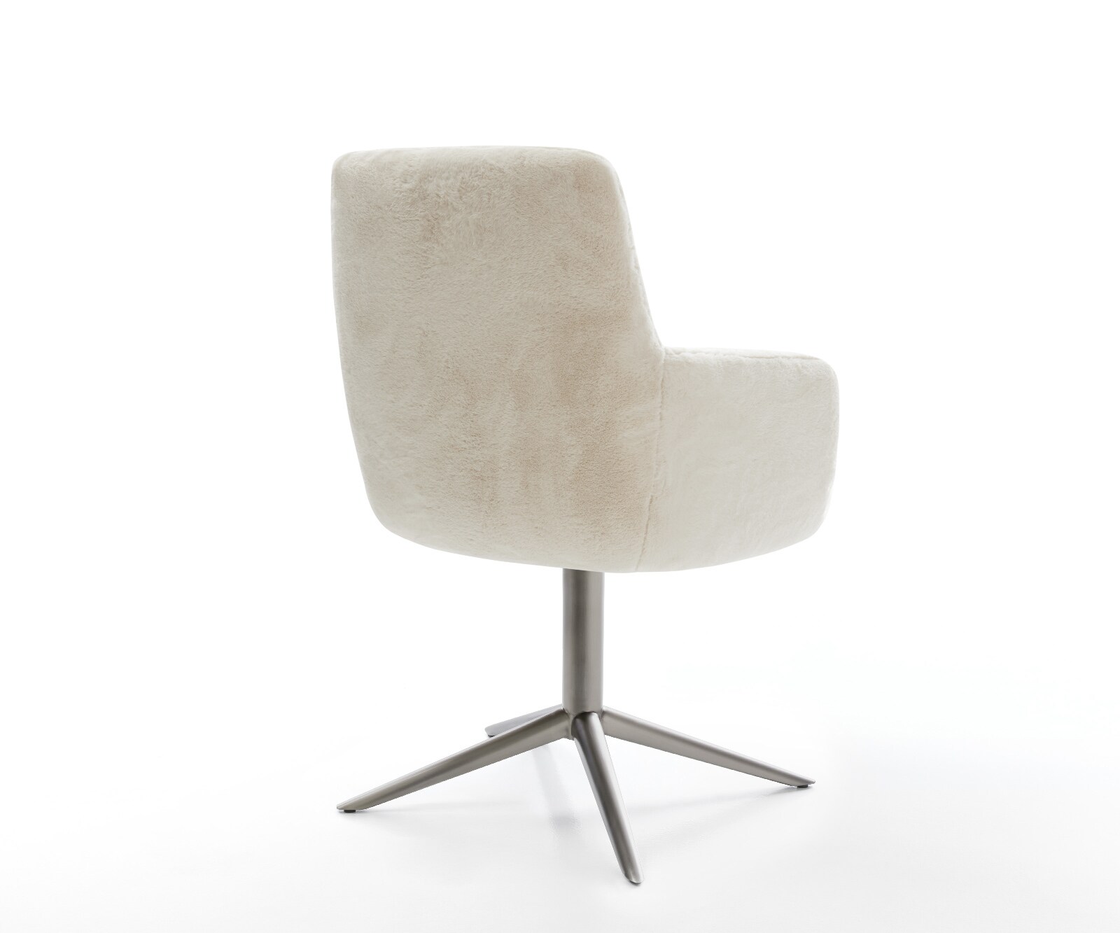 Draaistoel Heira-Flex met armleuning pluchen crème-wit kruispoot grafiet 360° draaibaar rocker-functie pocketveer kern 5