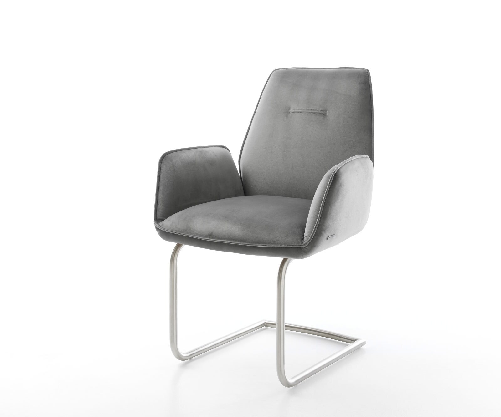 Sledemodel Zoa-Flex fluweel grijs sledemodel rond roestvrij staal pocketveer kern