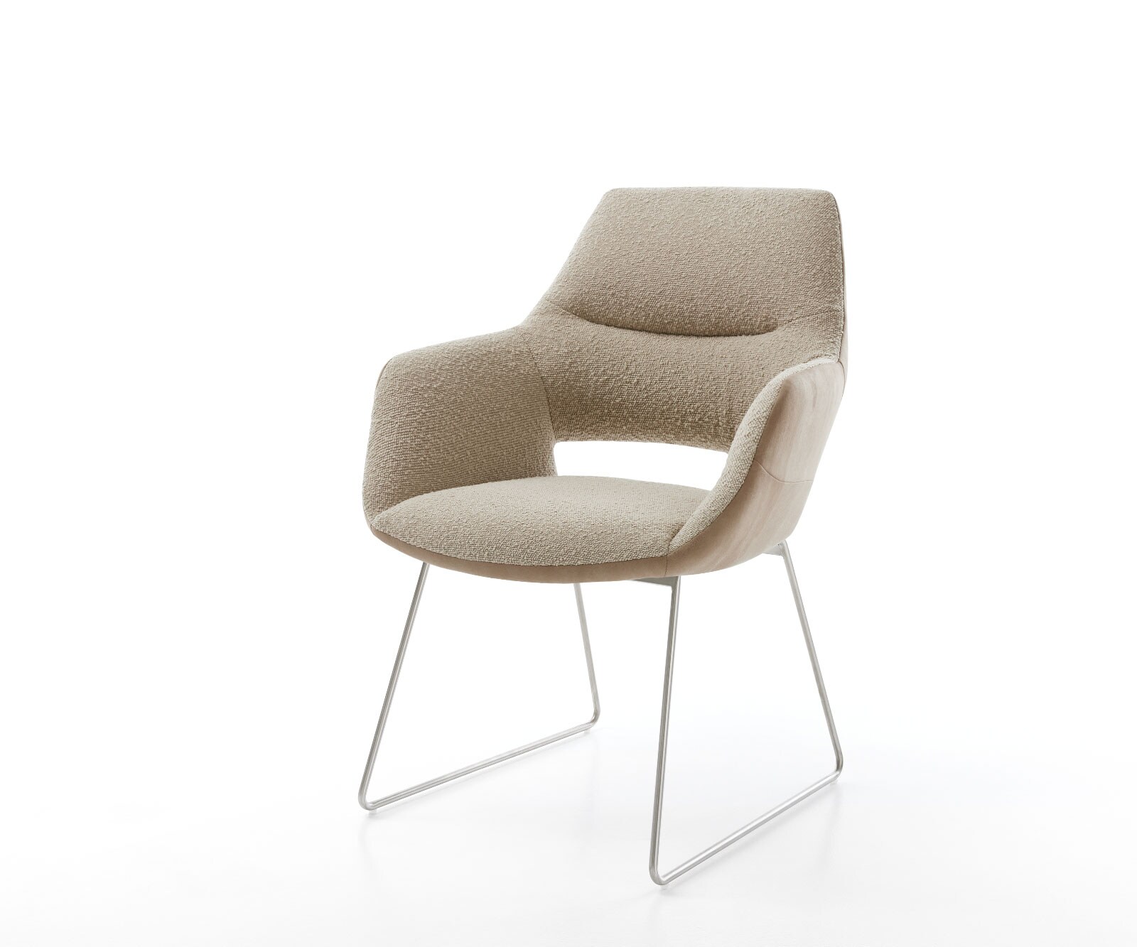 Eetkamerstoel Yago-Flex met armleuning materiaalmix mud slipframe roestvrij staal pocketveer kern