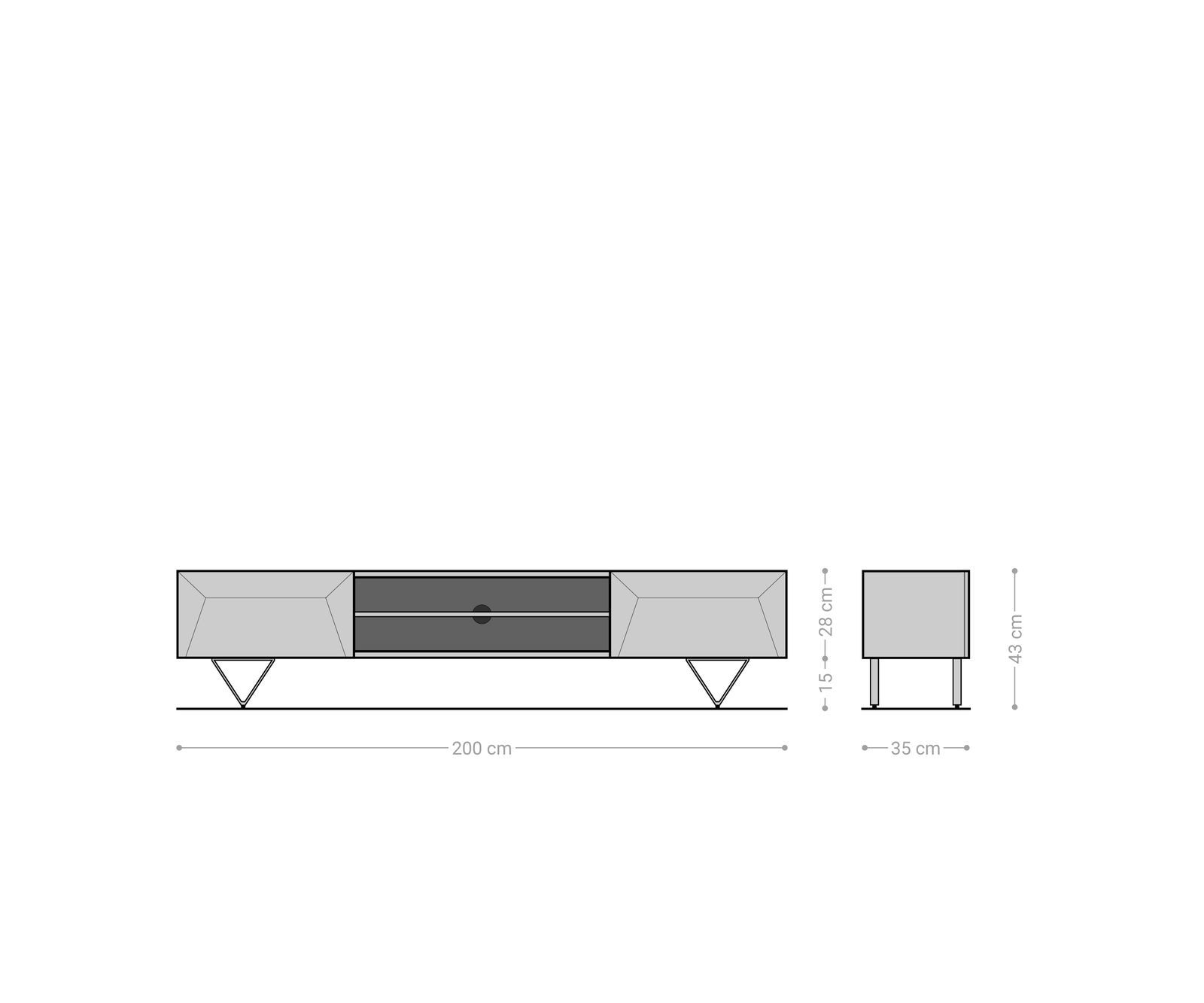 Tv-meubel Kayu 200 cm acacia natuur 2 deuren V-poot 6 Tv-meubel Kayu 200 cm acacia natuur 2 deuren V-poot 6