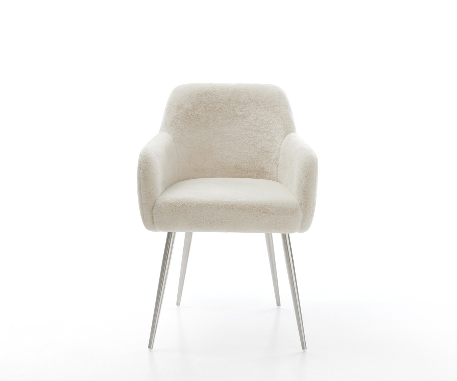 Eetkamerstoel Greg-Flex pluchen crème-wit 4-poot conisch roestvrij staal pocketveer kern 2