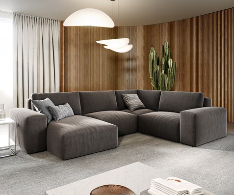 Woonlandschap Lanzo 300x210 cm microvezel khakibruin met variabele recamière
