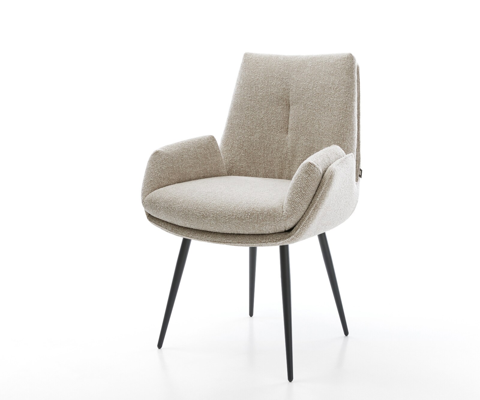 Eetkamerstoel Clea-Flex geweven stof beige 4-poot conisch zwart pocketveer kern 1