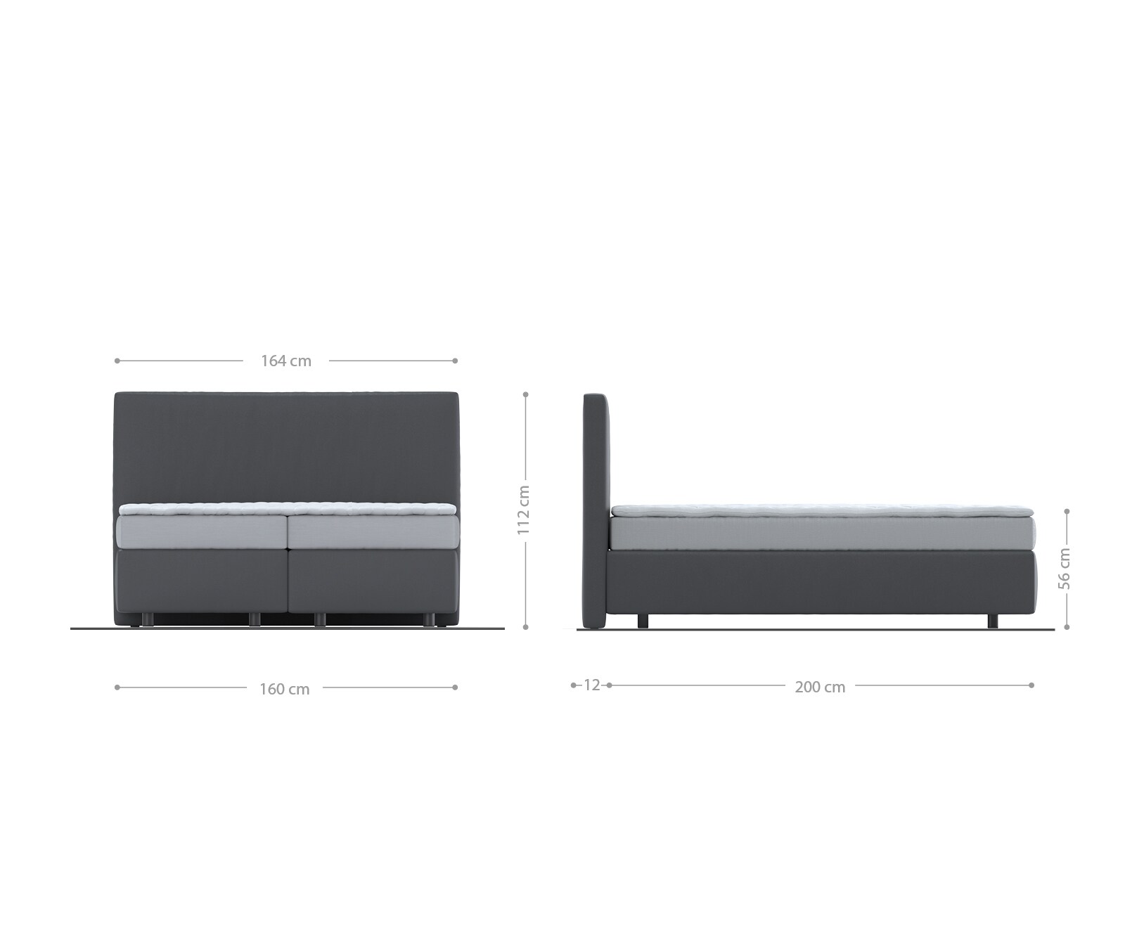 Boxspringbed Dream-Well 160x200 cm grijs microvezel stof 4