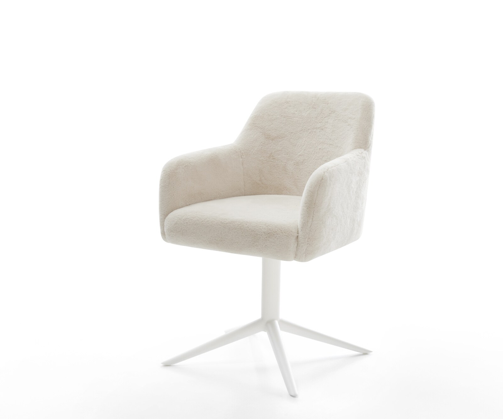 Draaistoel Greg-Flex pluchen crème-wit kruispoot wit 360° draaibaar rocker-functie pocketveer kern 1