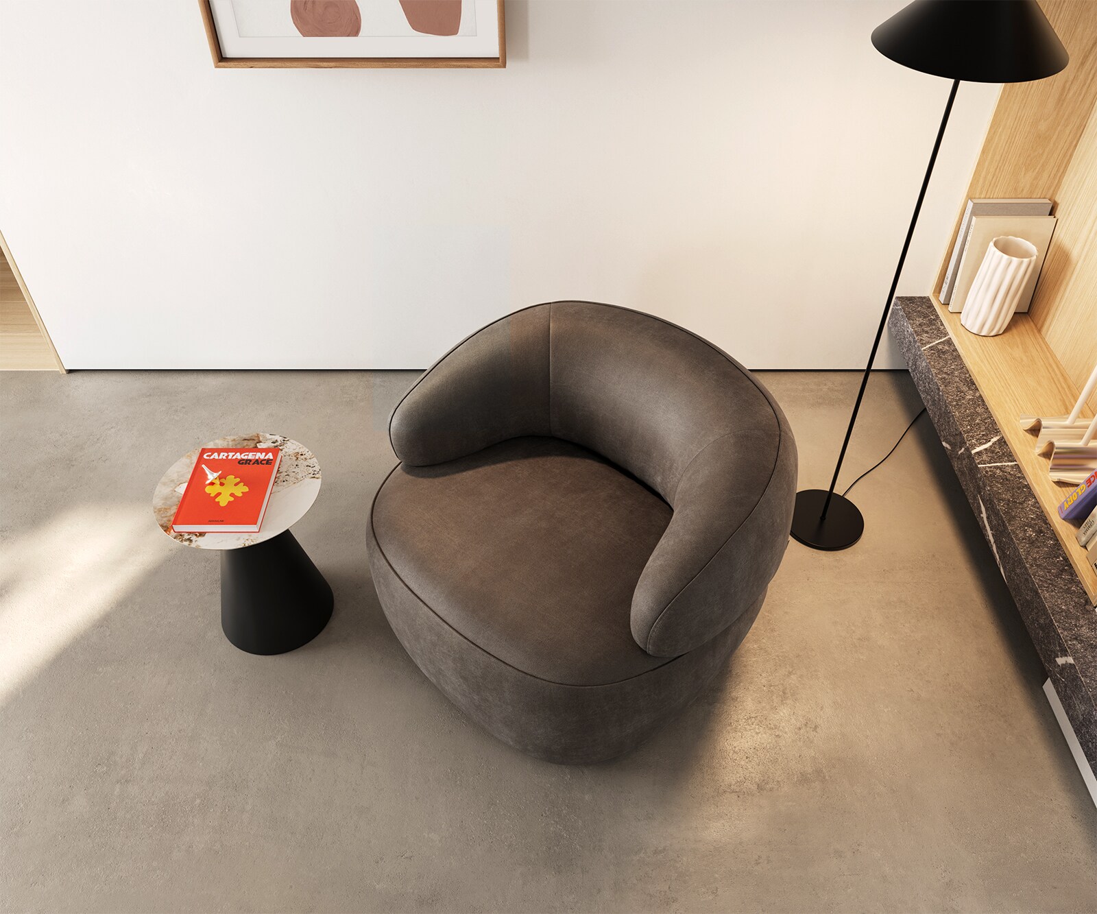 Loungestoel Nova 88x88 cm microvezel taupe vintage 3
