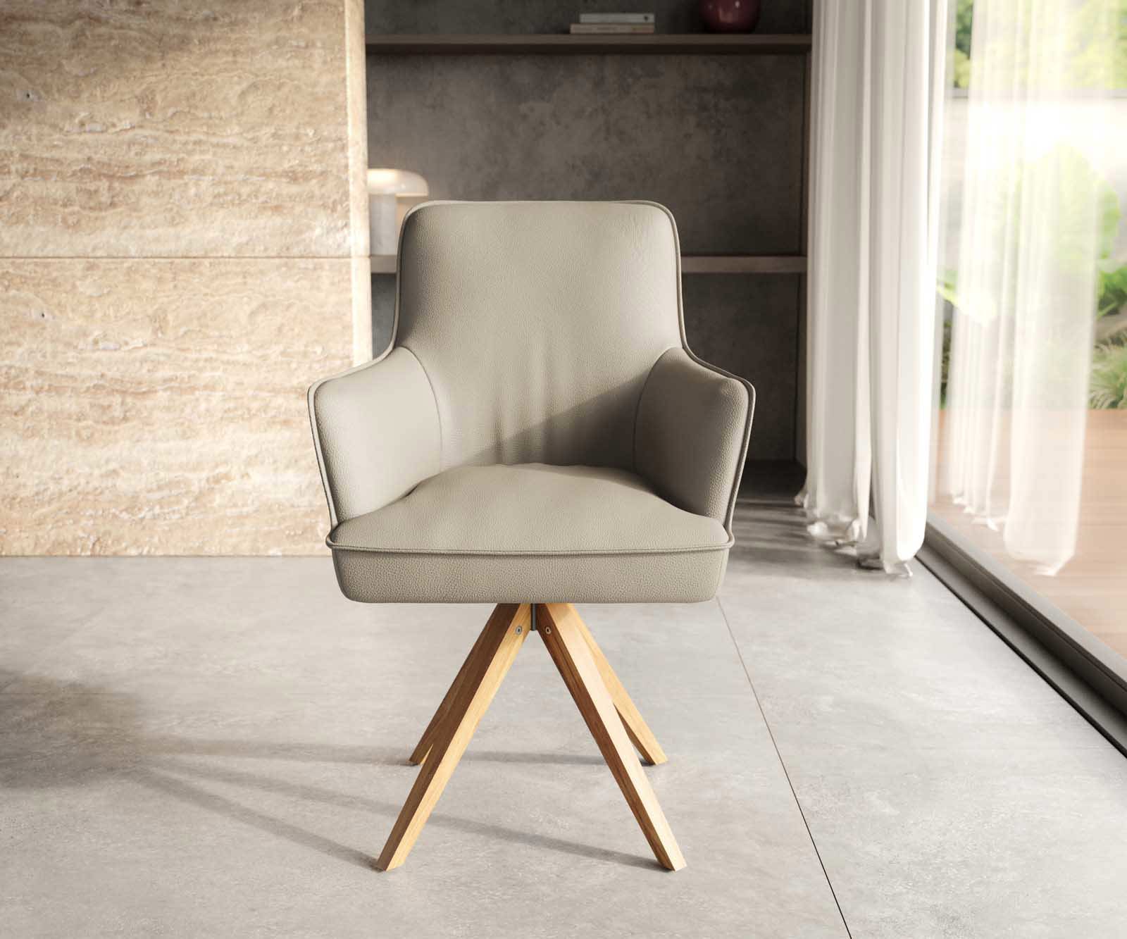 Draaistoel Heira-Flex met armleuning echt leer mud houten frame hoekig natuur 180° draaibaar pocketveer kern 1 Draaistoel Heira-Flex met armleuning echt leer mud houten frame hoekig natuur 180° draaibaar pocketveer kern 1