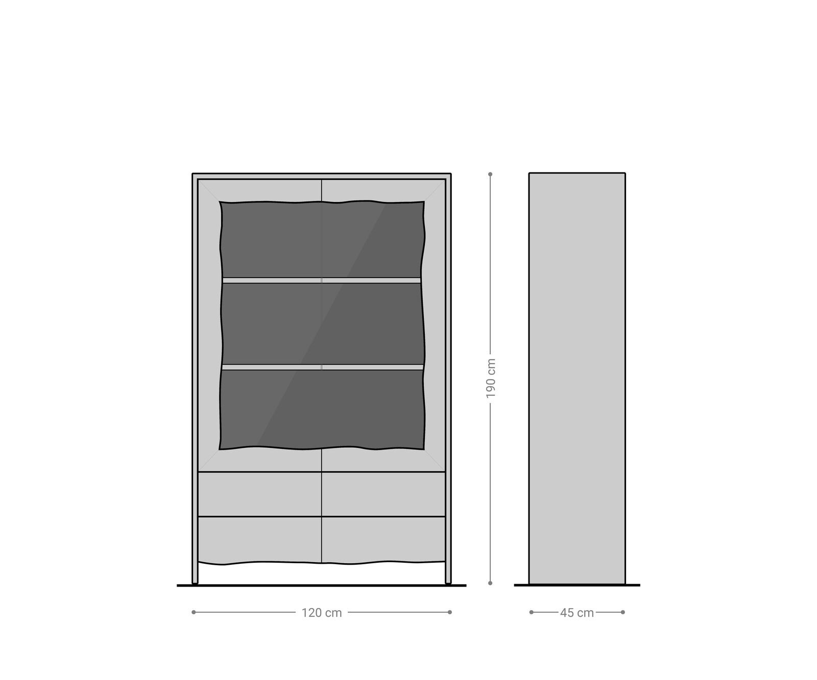 Vitrinekast Live-Edge 120x190 cm acacia natuur 2 deuren 4 laden massief 9