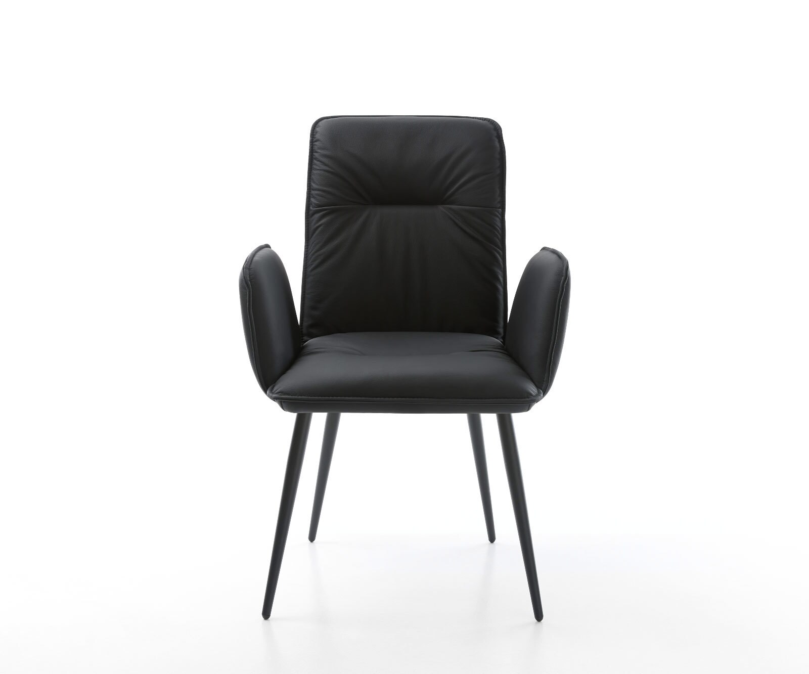 Eetkamerstoel Vinja-Flex echt leer zwart 4-poot conisch zwart 1 Eetkamerstoel Vinja-Flex echt leer zwart 4-poot conisch zwart 1