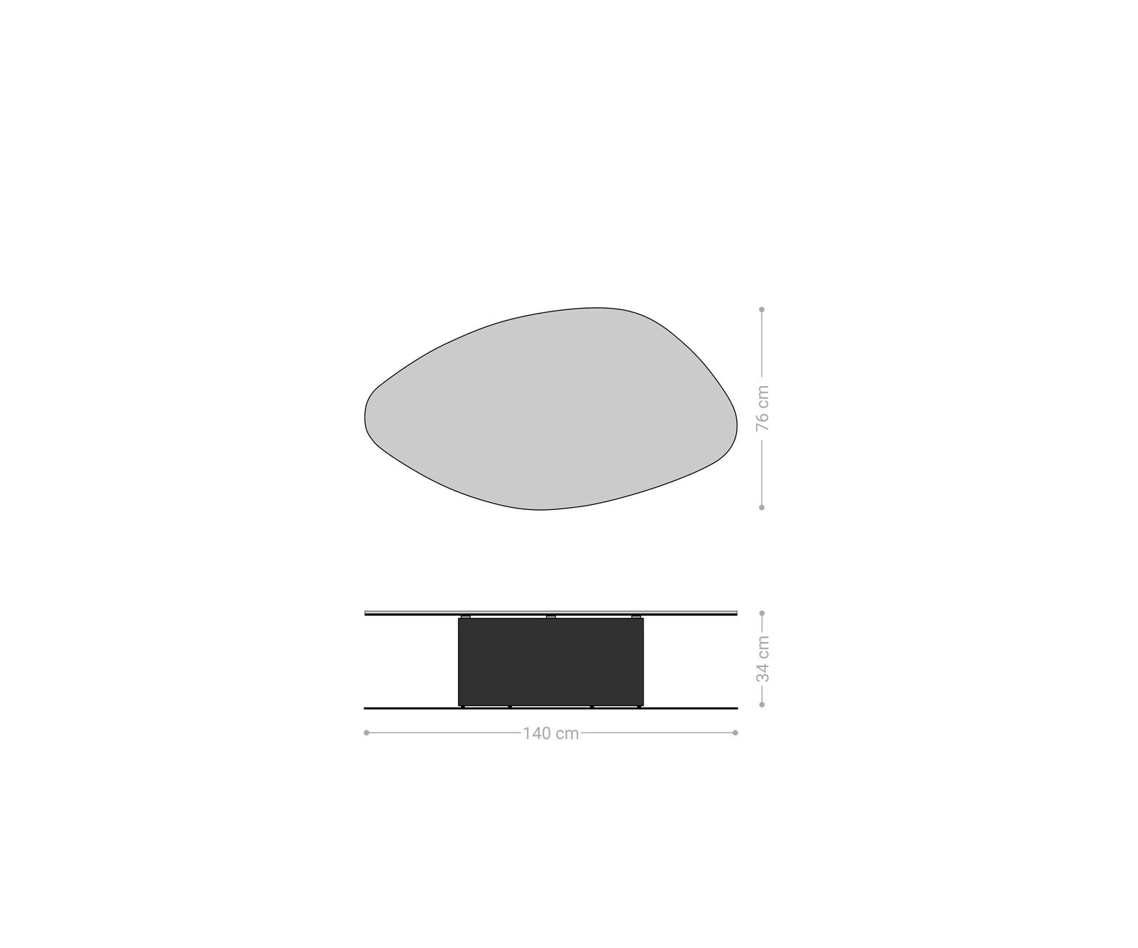Salontafel Edge Organisch 140x76 cm keramiek Laminam® Noir Desir bruin Salto zwart metaal 8