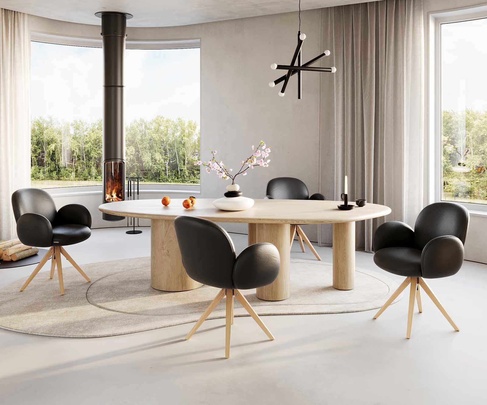 Draaistoel Nube-Flex met armleuning echt leer zwart houten frame hoekig natuur 180° draaibaar pocketveer kern 3 Draaistoel Nube-Flex met armleuning echt leer zwart houten frame hoekig natuur 180° draaibaar pocketveer kern 3