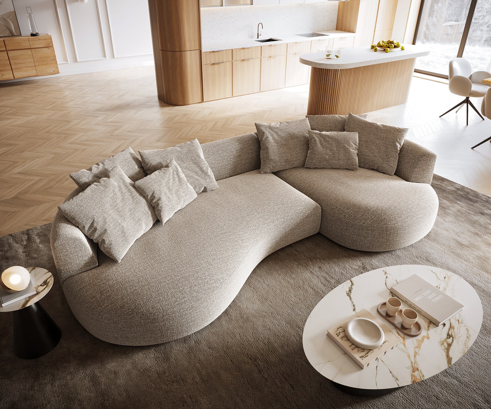 Big-Sofa Edina 330x170 cm geweven stof Soft Beige 3