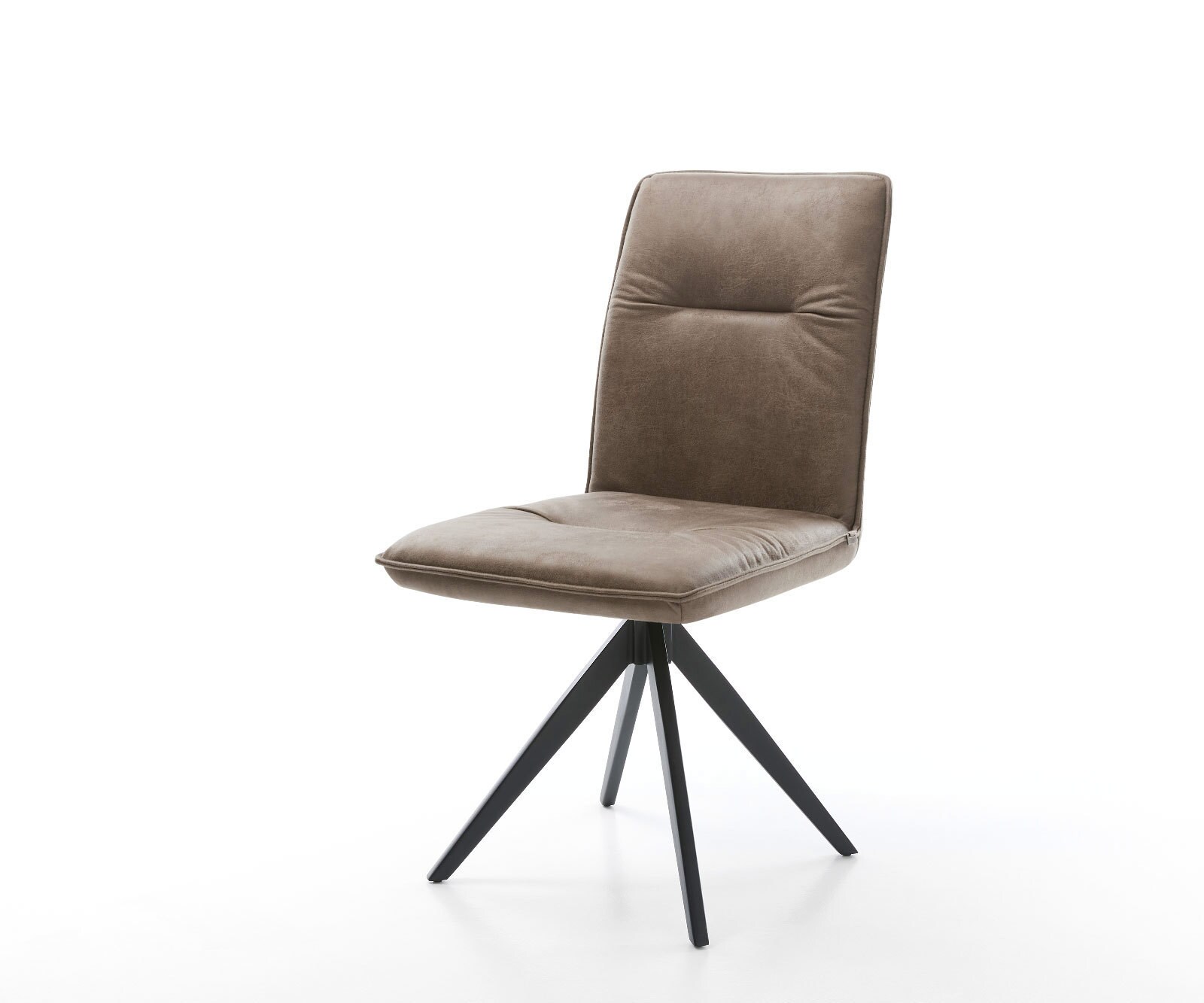 Eetkamerstoel Vinjo-Flex microvelours taupe vintage kruisframe hoekig zwart 1