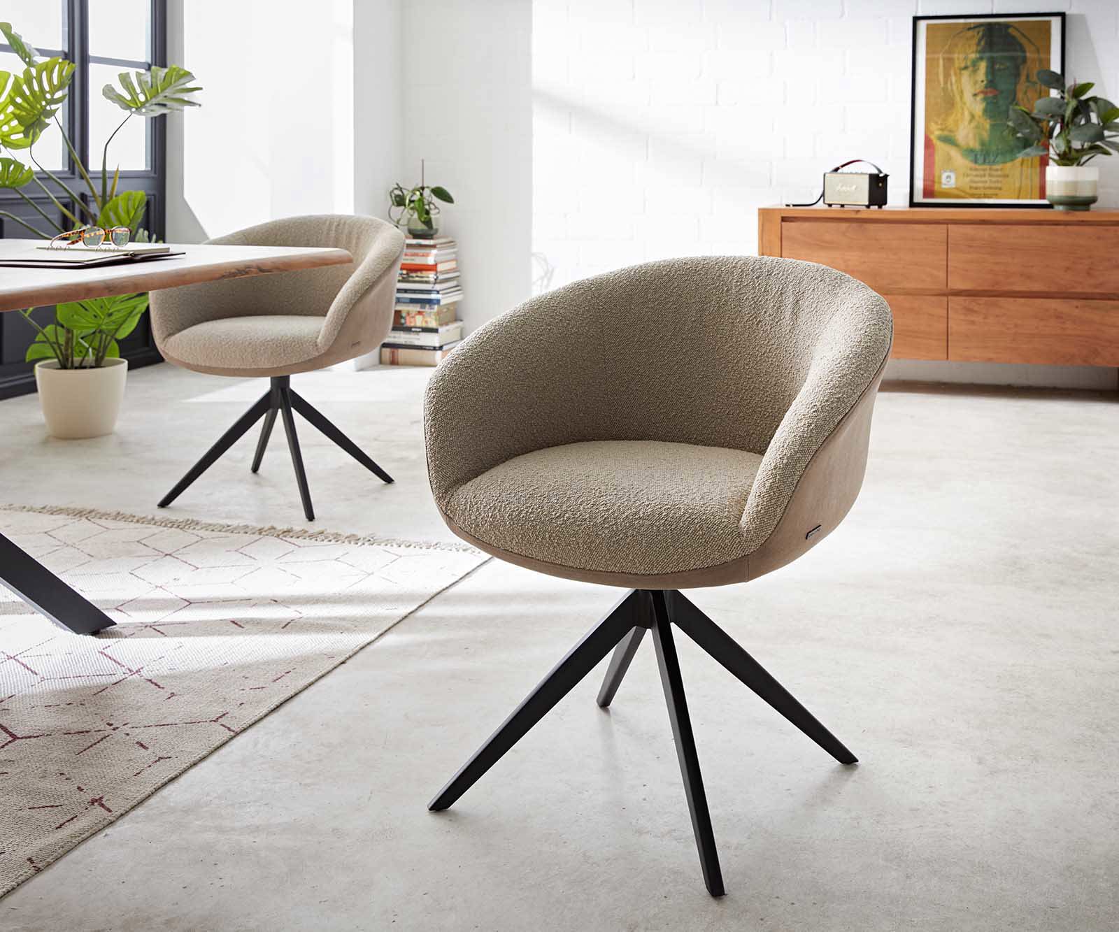 Draaistoel Vinka-Flex met armleuning materiaalmix mud kruisframe breed zwart 360° draaibaar pocketveer kern