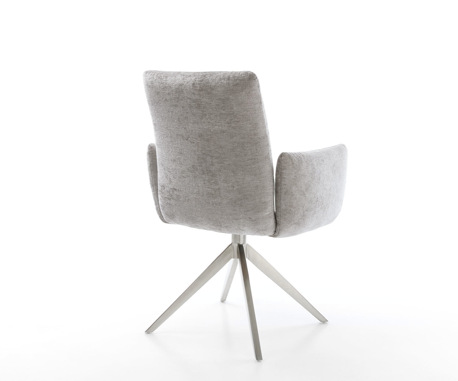 Draaistoel Jova-Flex met armleuning chenille zilver grijs kruisframe breed roestvrij staal 360° draaibaar rocker-functie pocketveer kern 4 Draaistoel Jova-Flex met armleuning chenille zilver grijs kruisframe breed roestvrij staal 360° draaibaar rocker-functie pocketveer kern 4