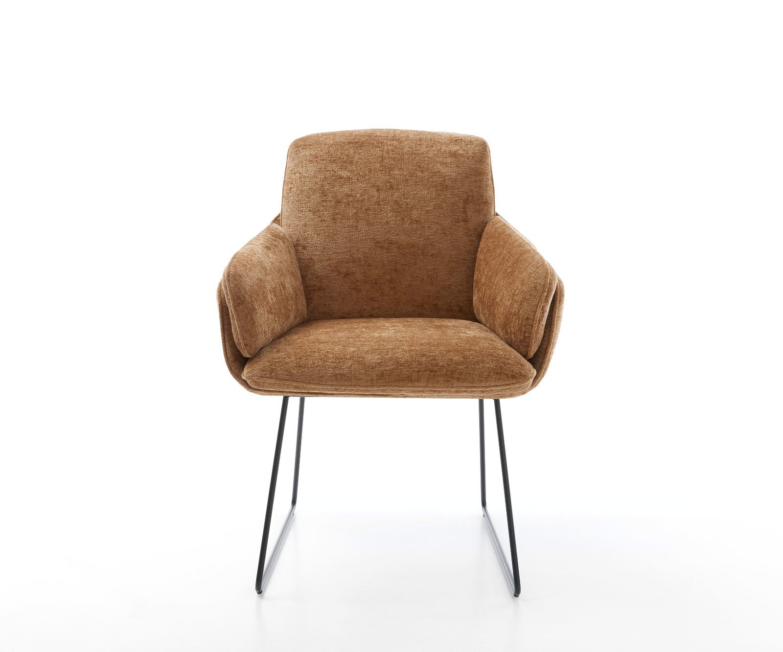 Eetkamerstoel Luan-Flex met armleuning chenille Roest slipframe zwart 1 Eetkamerstoel Luan-Flex met armleuning chenille Roest slipframe zwart 1