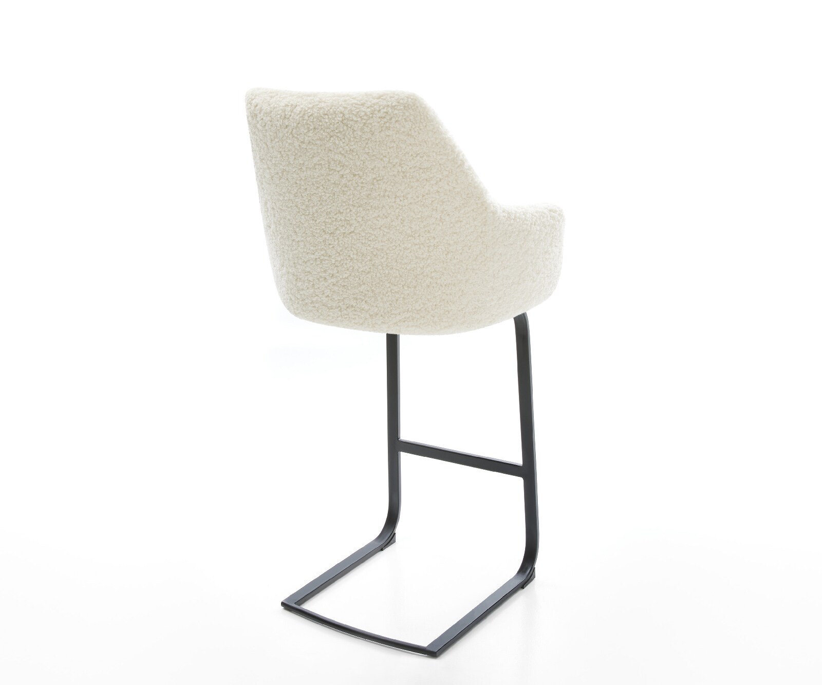 Barstoel Alja-Flex Teddystof Beige Vrijkantelframe plat metaal Zwart Pocketvering 5
