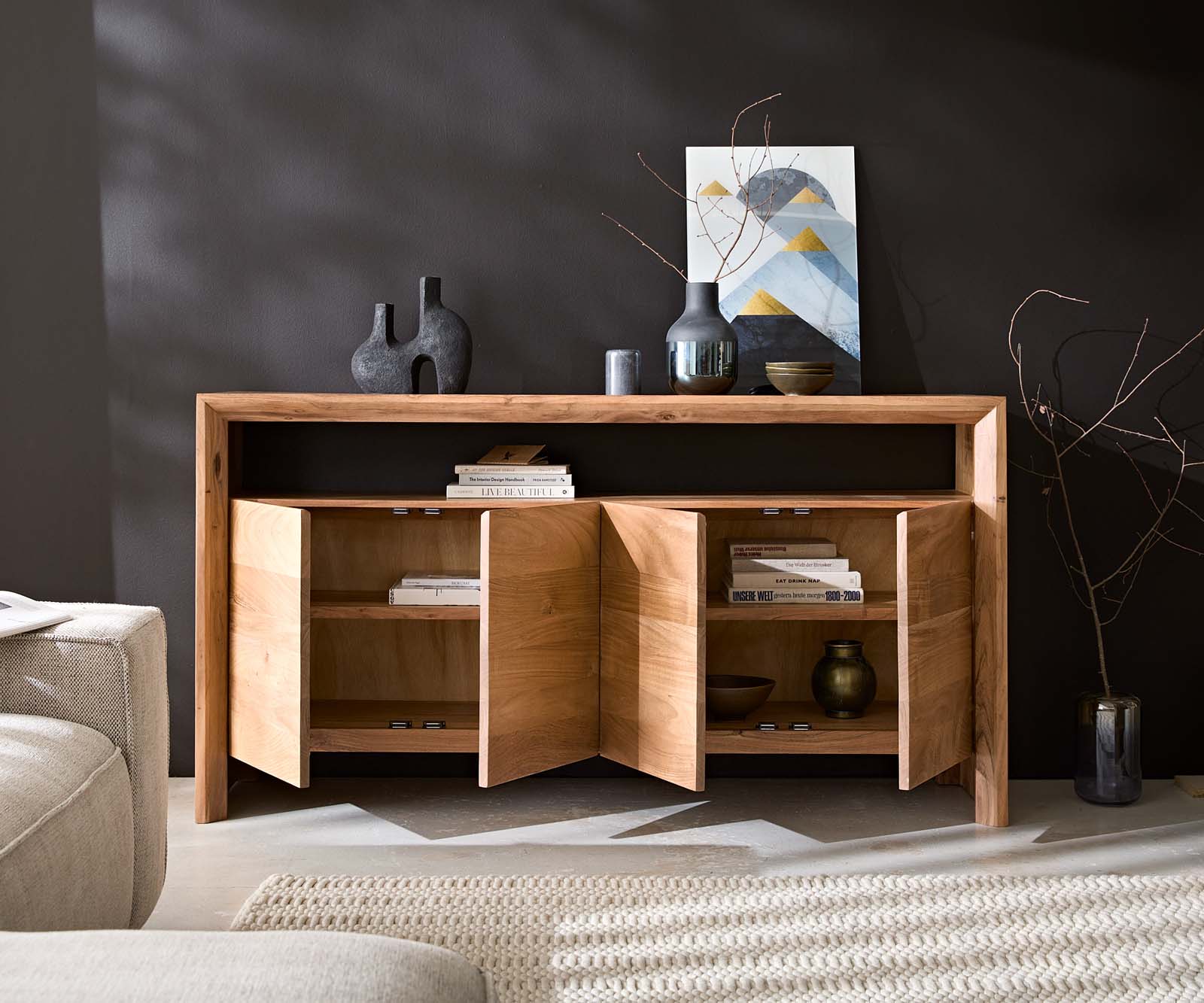 Dressoir Assuan 175 cm Acacia Natuur 4 deuren 1 vak 3 Dressoir Assuan 175 cm Acacia Natuur 4 deuren 1 vak 3