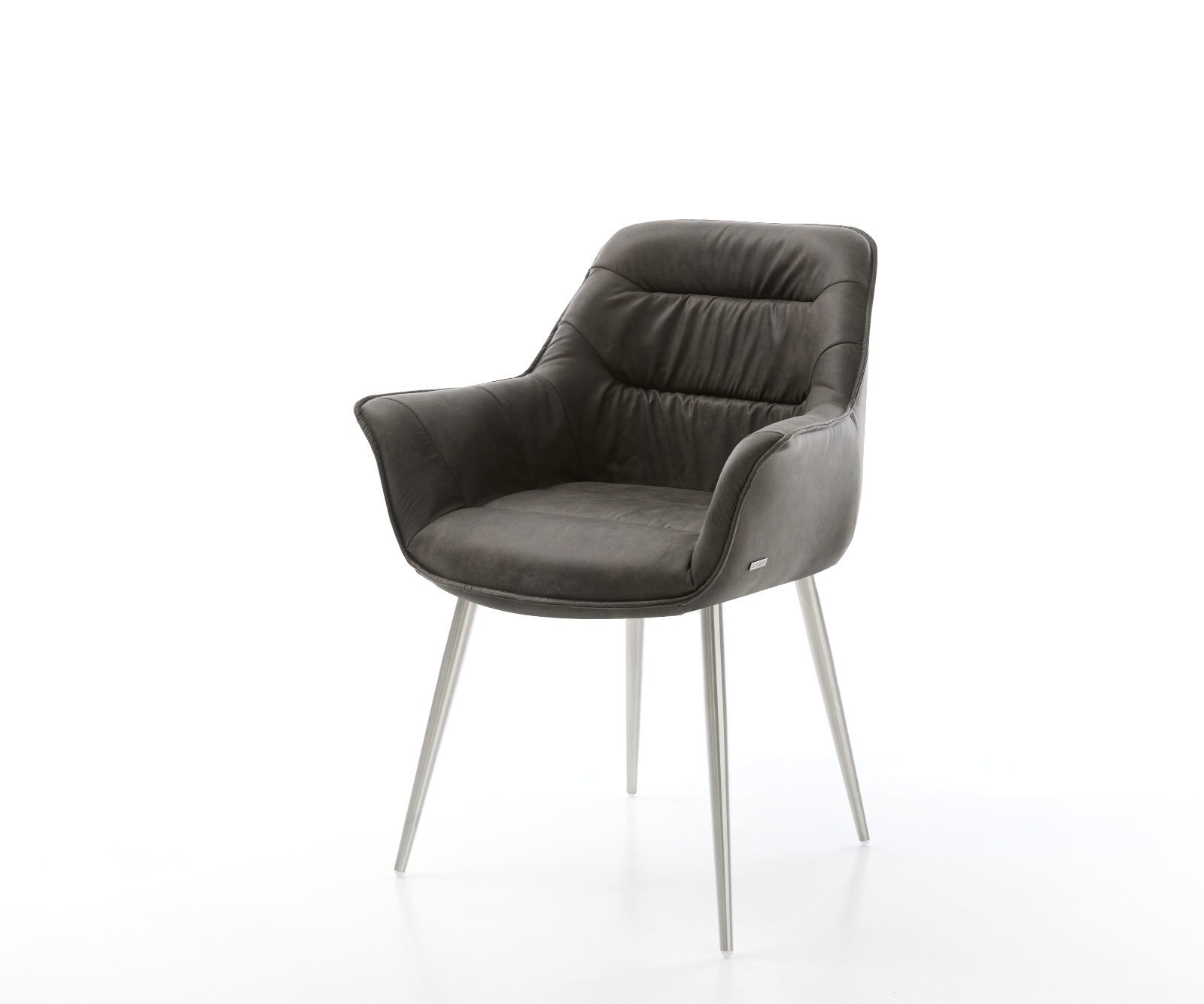 Eetkamerstoel Kaira-Flex microvelours antraciet vintage 4-poot conisch roestvrij staal 1