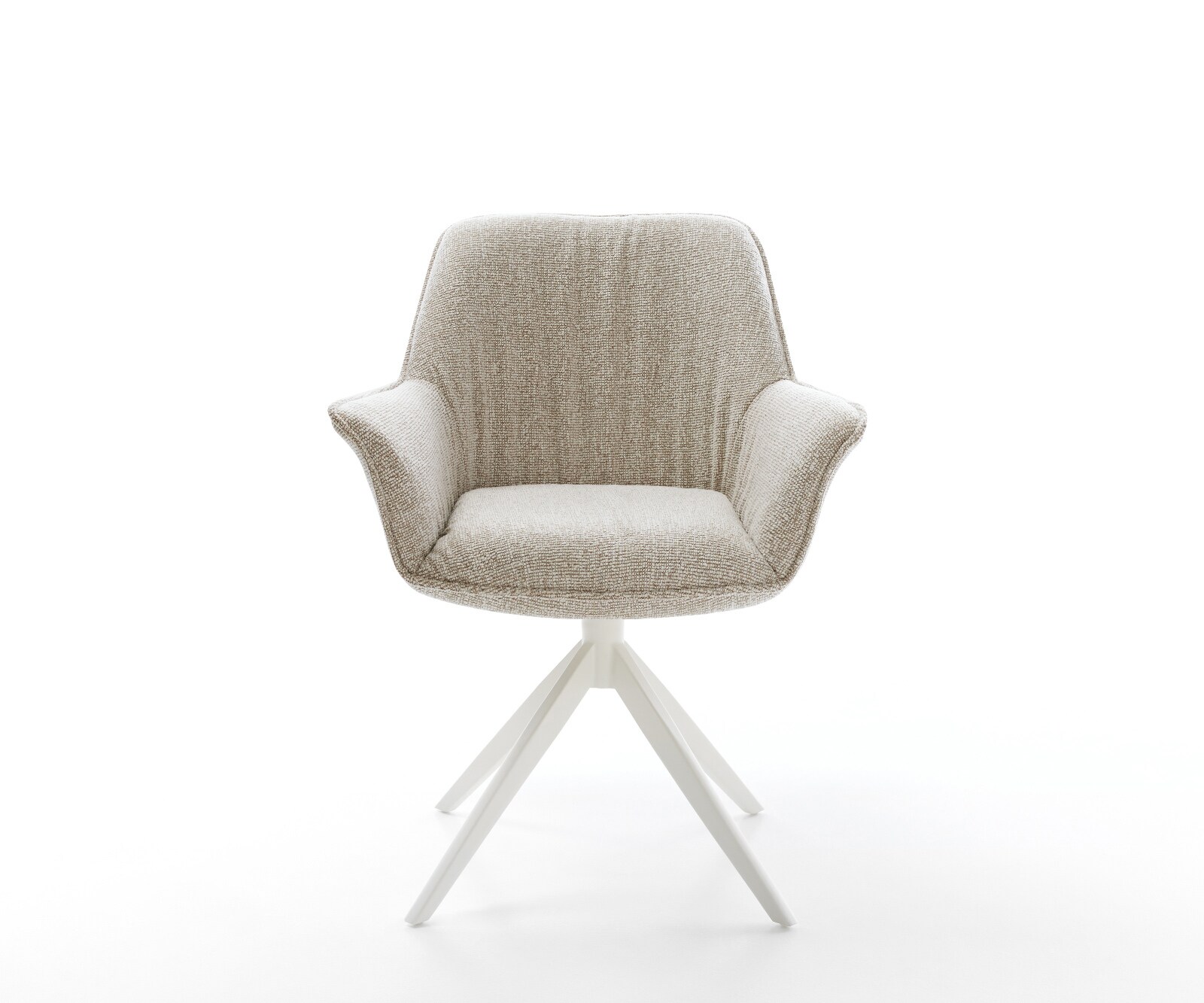 Draaistoel Keila-Flex met armleuning geweven stof beige kruisframe breed wit 360° draaibaar rocker-functie 2