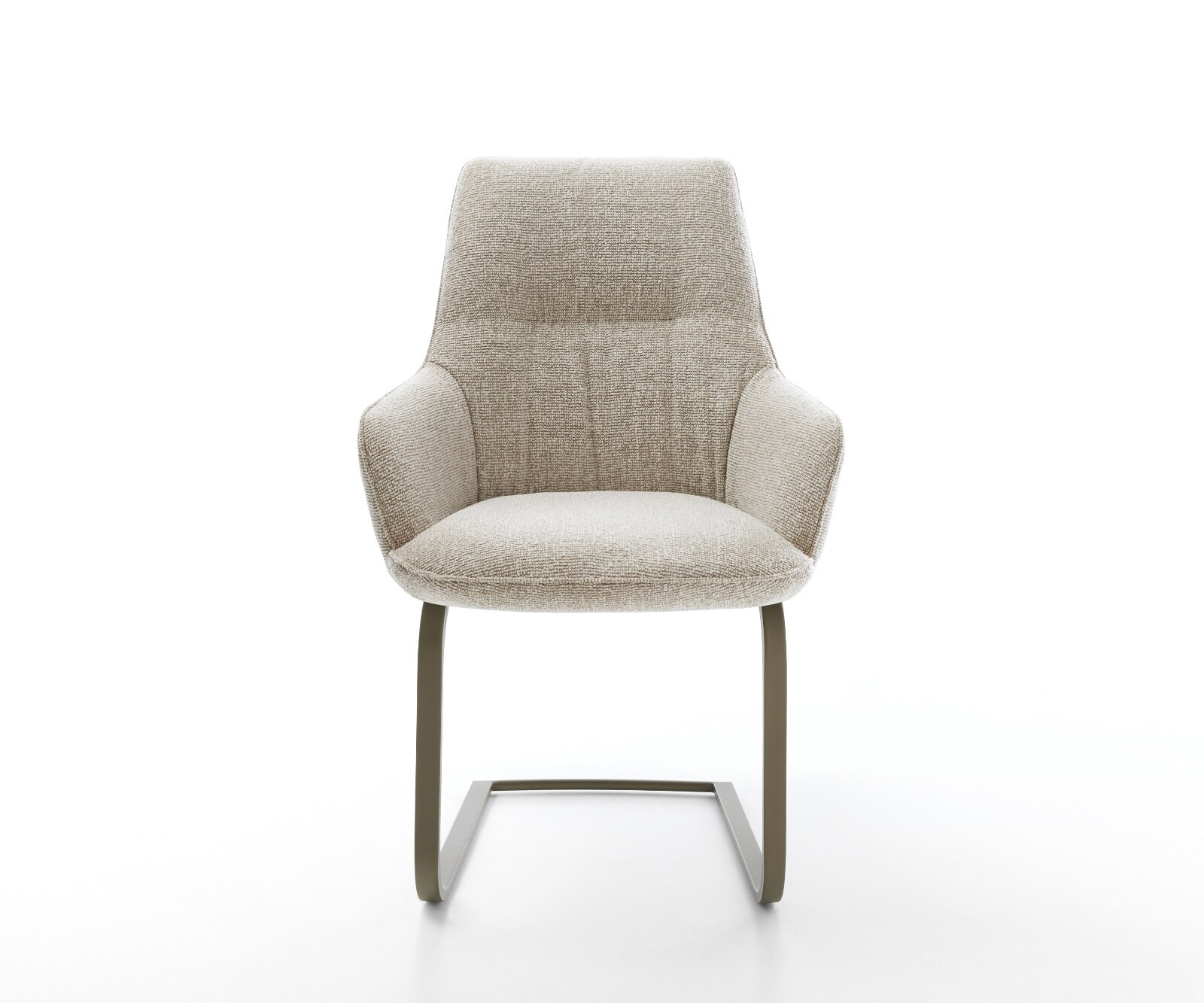 Sledemodel Zelia-Flex met armleuning geweven stof beige sledemodel vlak afwerking met titanium pocketveer kern 2