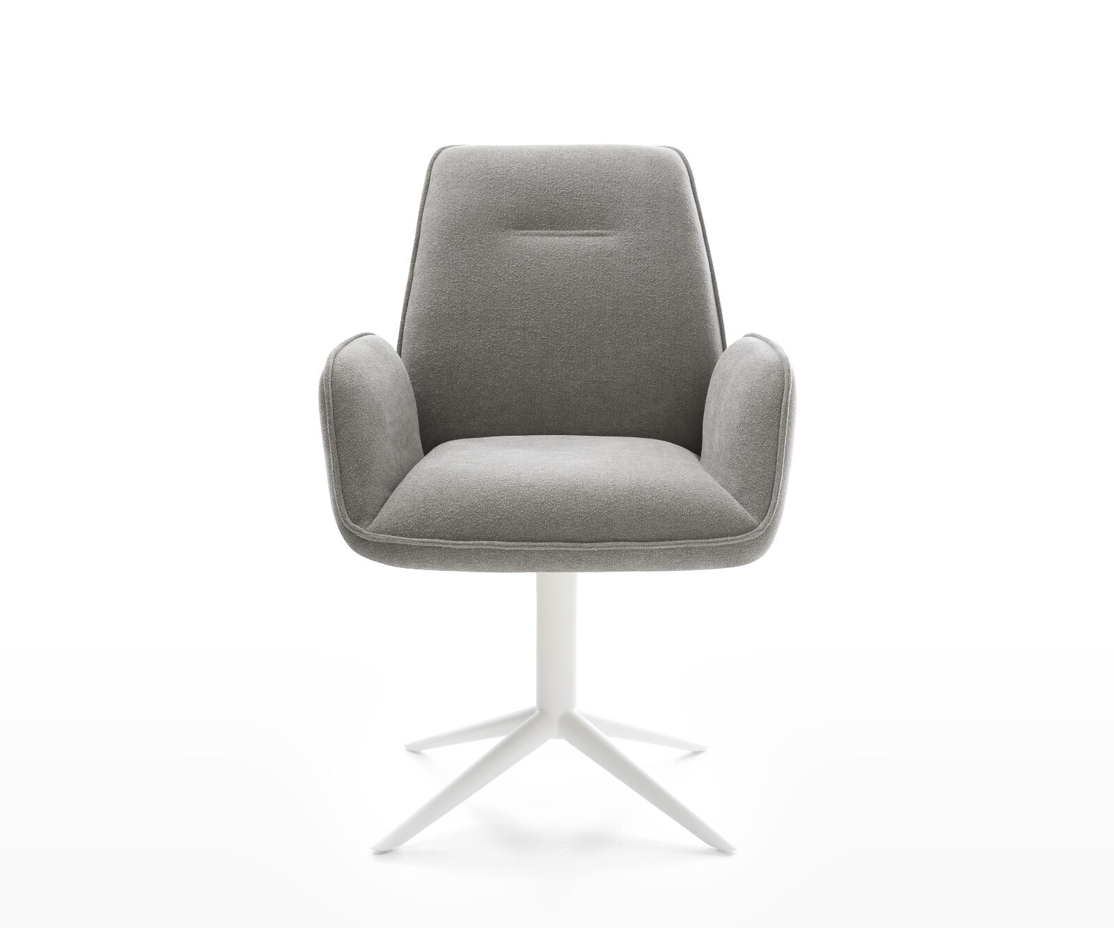 Draaistoel Zoa-Flex zachte stof met structuur grijs kruispoot wit 360° draaibaar rocker-functie pocketveer kern 1