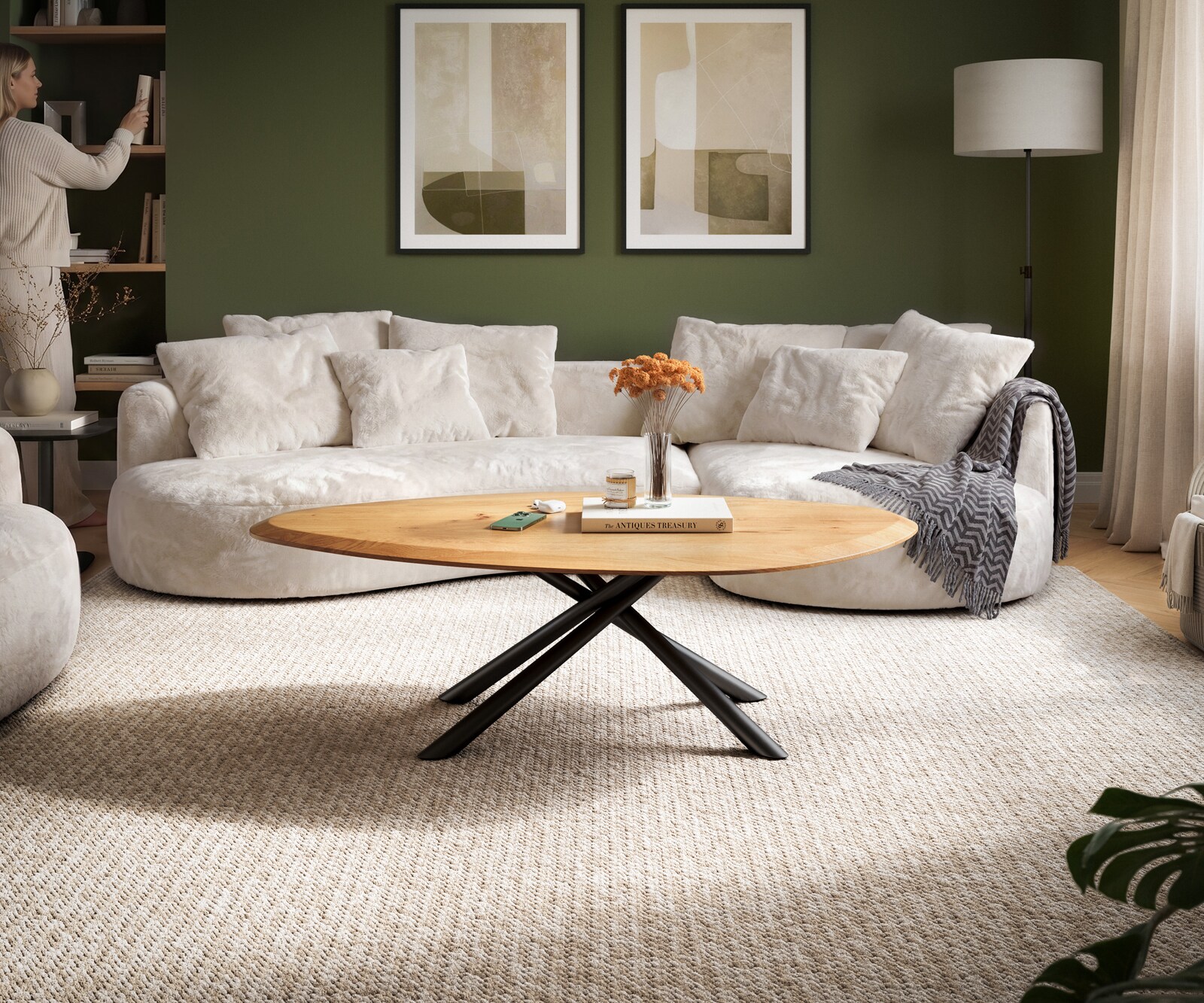 Salontafel Edge Organisch 140x76 cm Eiken naturel Flow-Edge Sarity Metaal Zwart 2