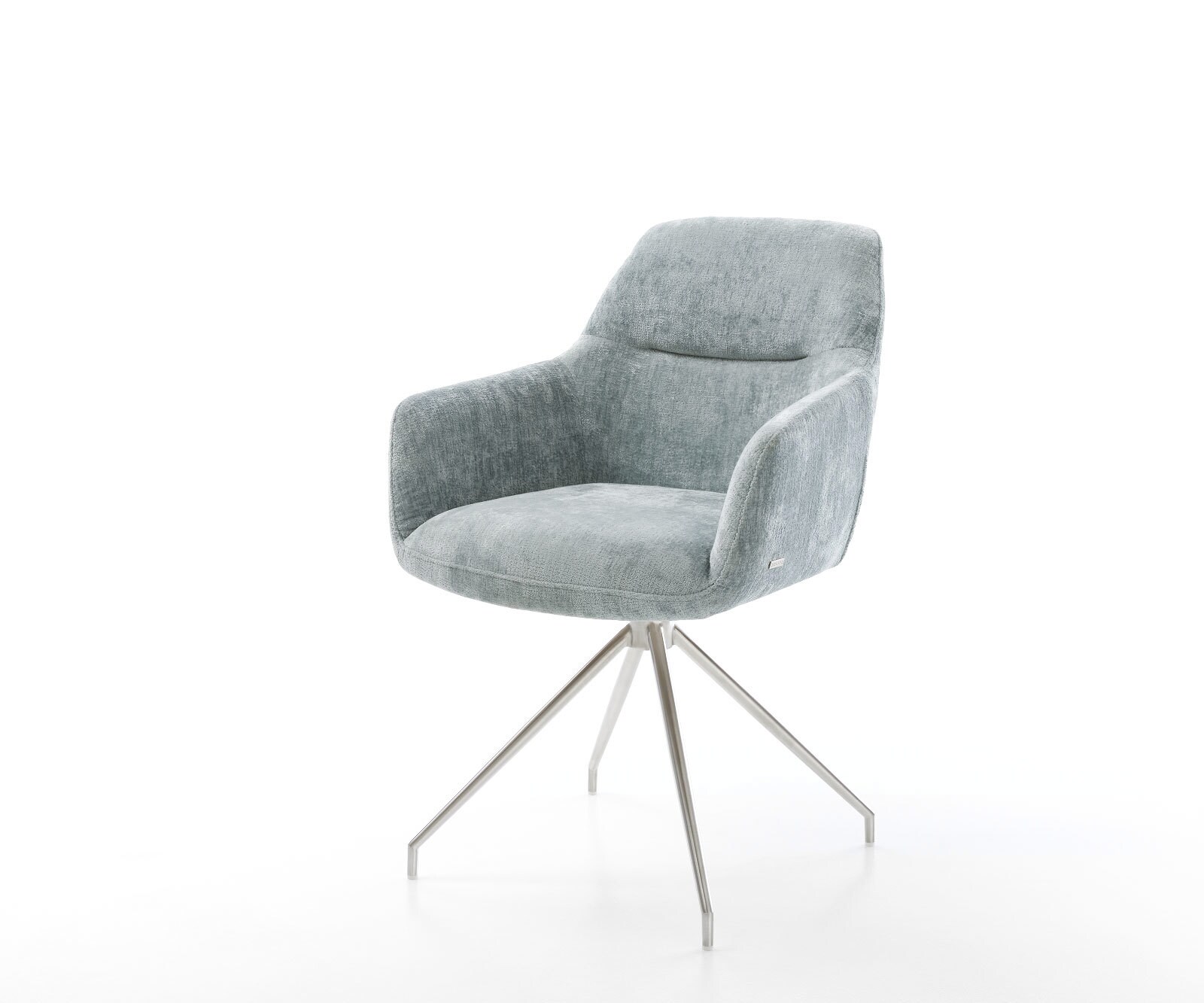 Draaistoel Pejo-Flex chenille pastelblauw kruisframe conisch roestvrij staal 180° draaibaar pocketveer kern 1